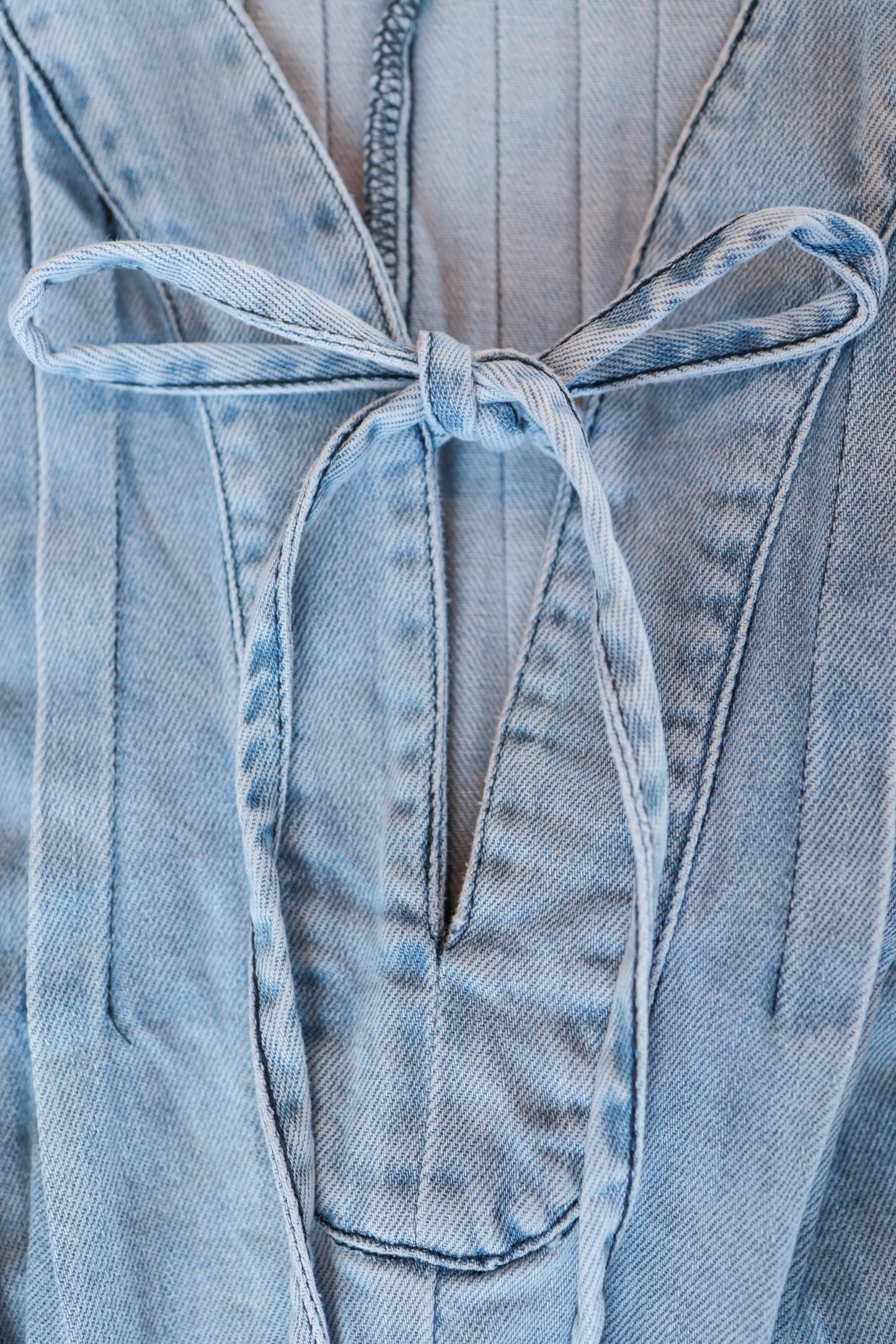 Pleated Denim Sleeveless Romper