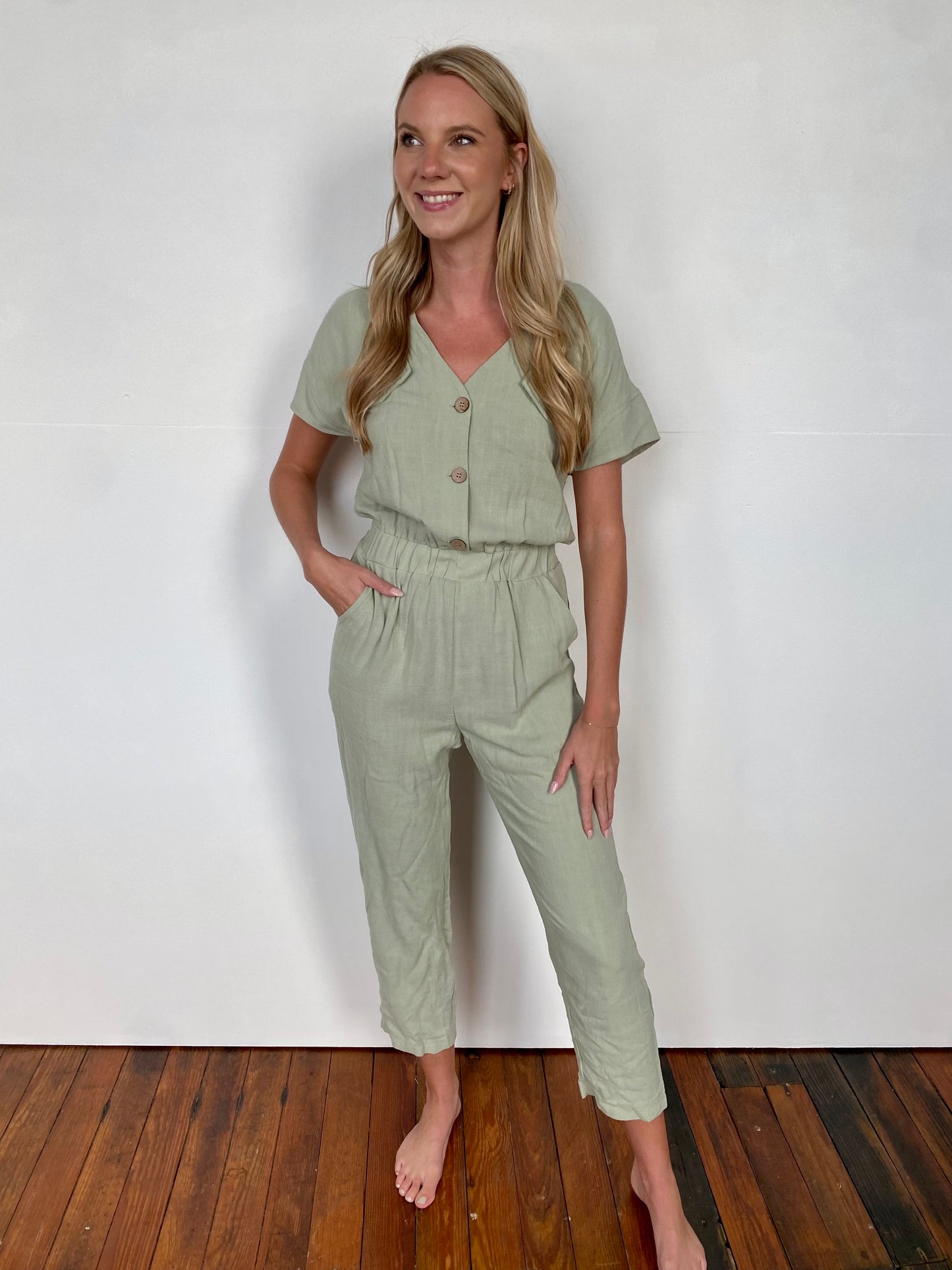 Sage Linen Jumpsuit