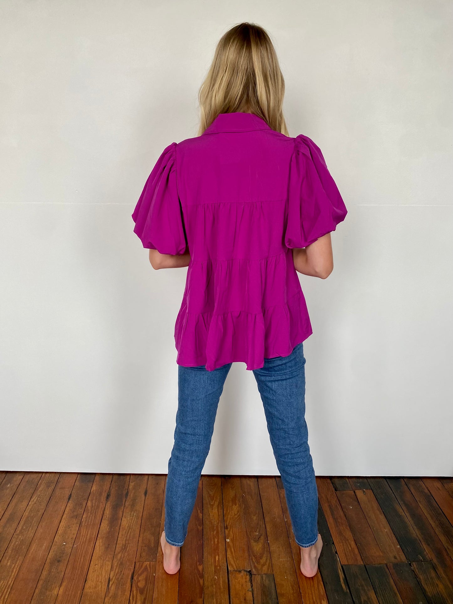 Tiered Button Up Top-Violet