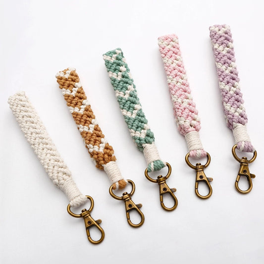 Macrame Flat Braided Chevron Wristlet Keychain