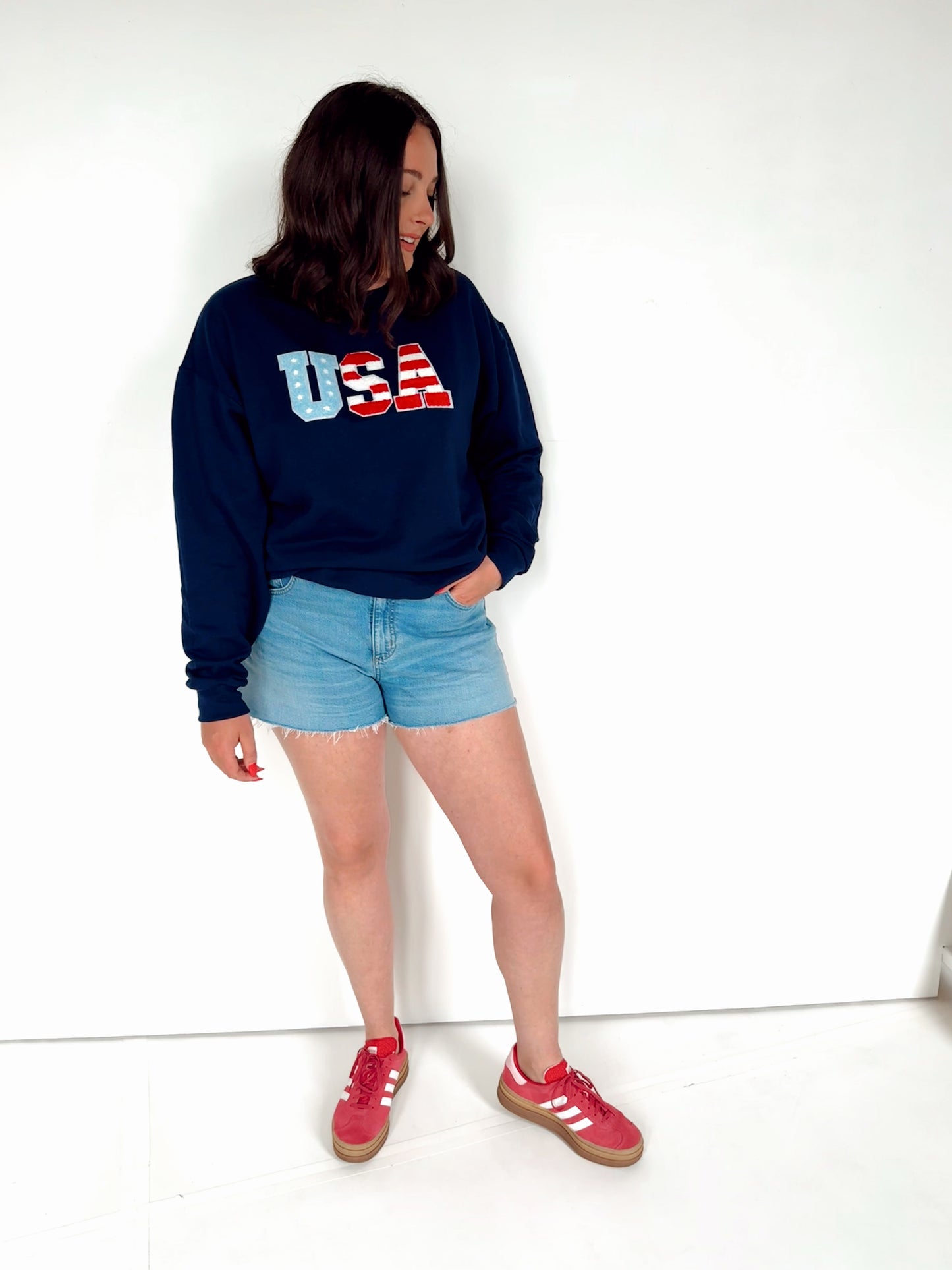 Navy 4th of July USA Crewneck