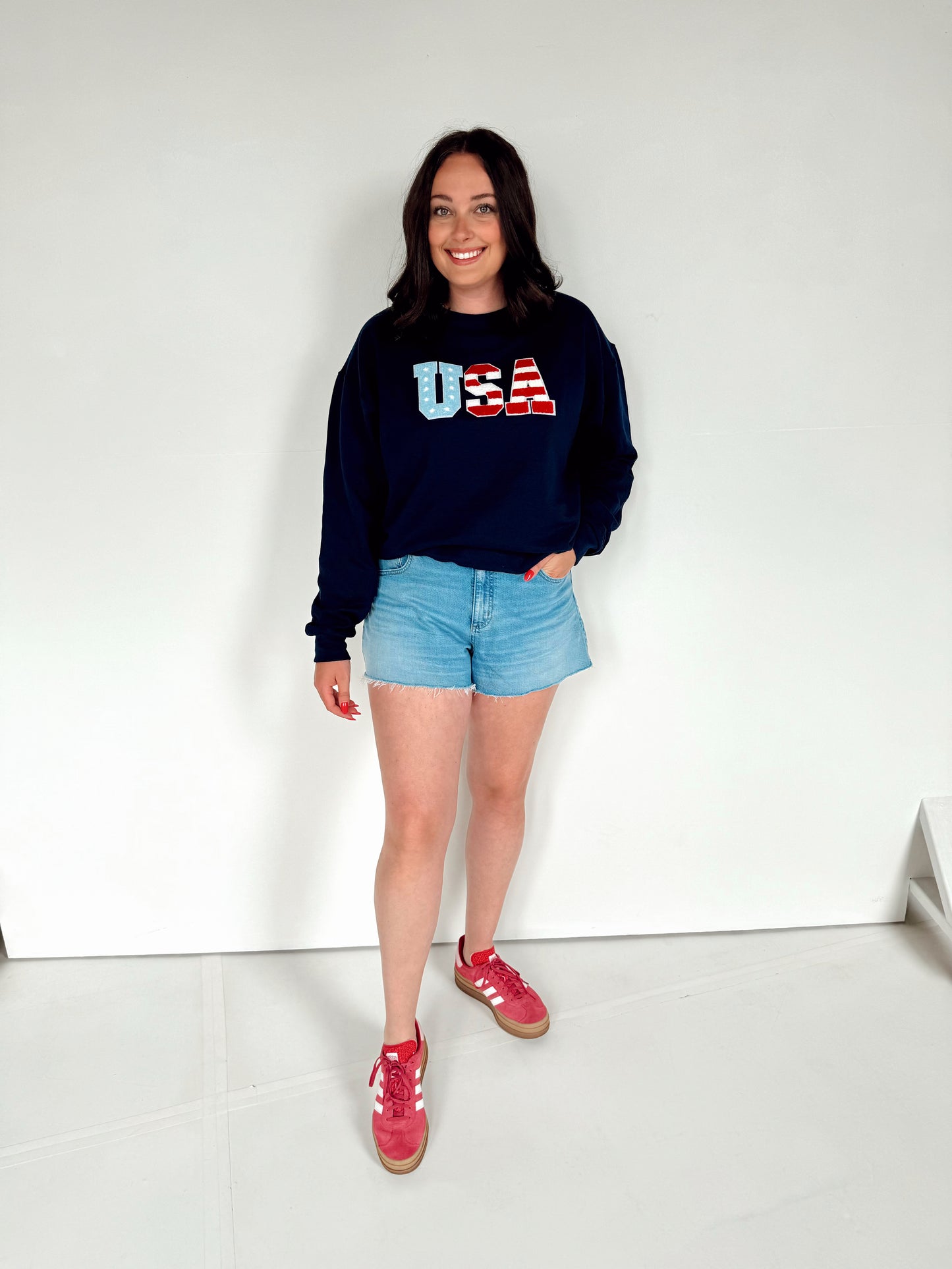 Navy 4th of July USA Crewneck