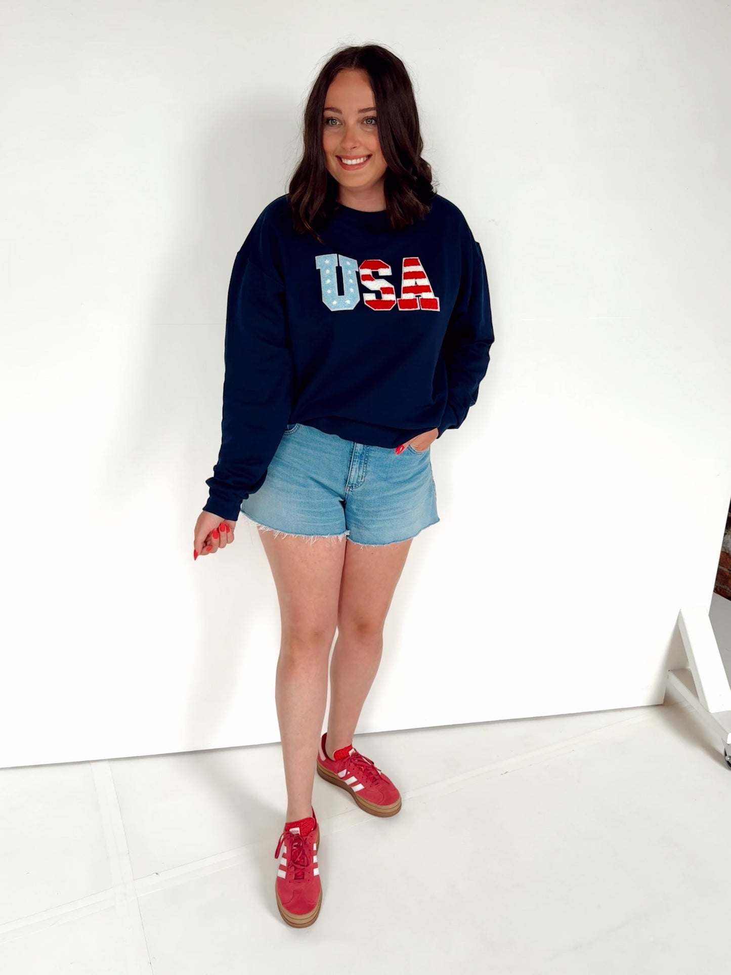 Navy 4th of July USA Crewneck
