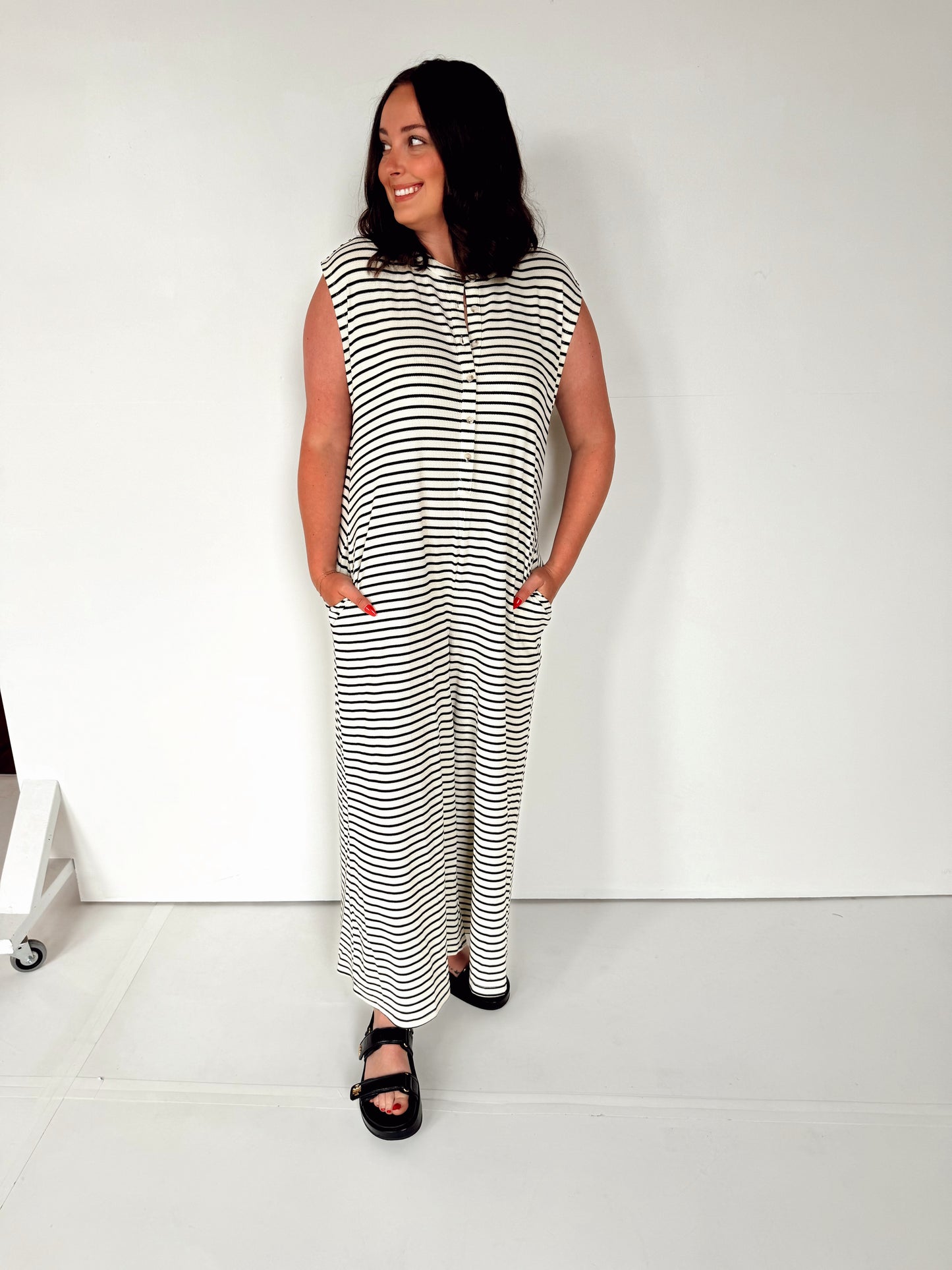 White & Black Wide Leg Jumpsuit