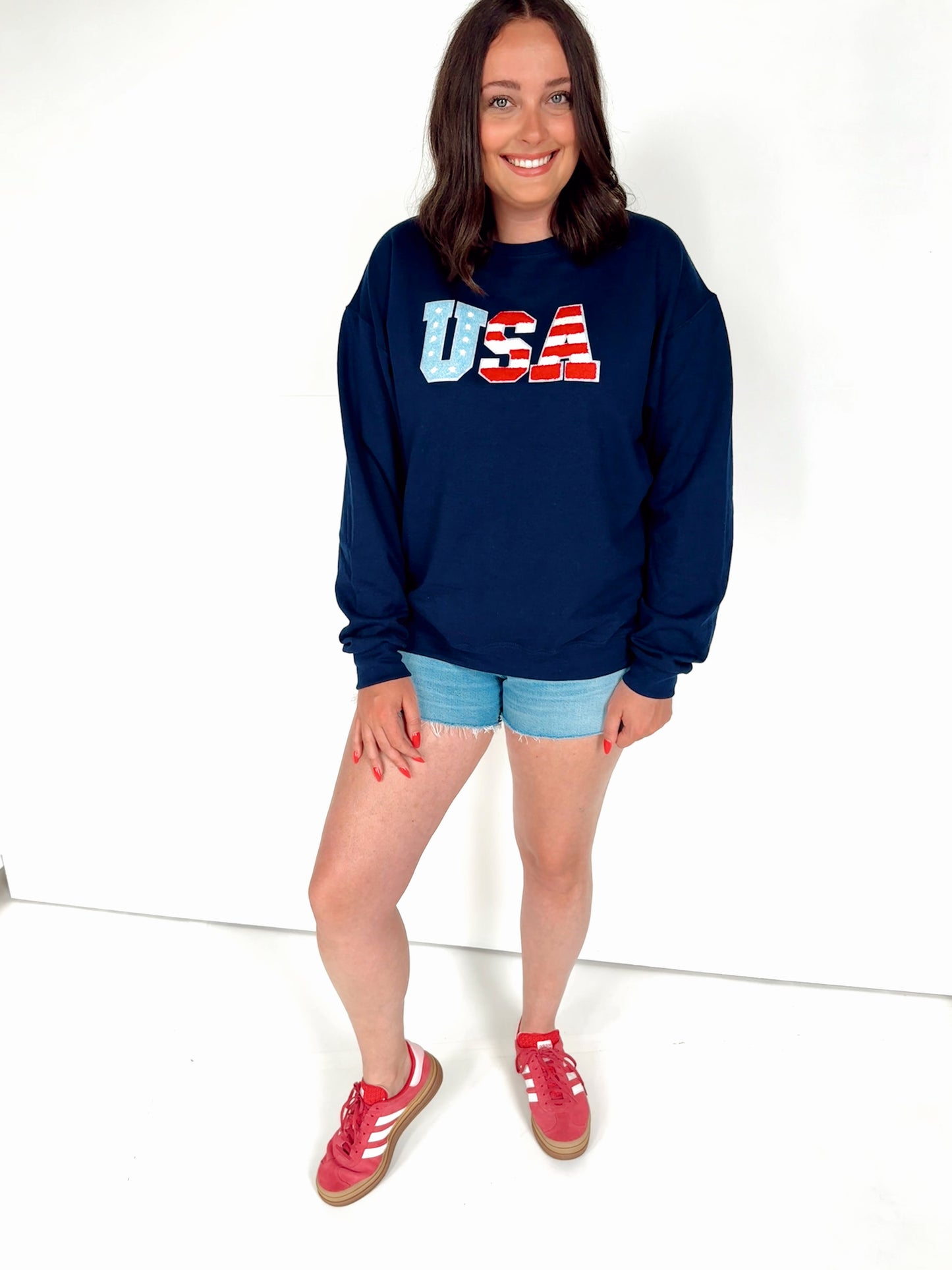 Navy 4th of July USA Crewneck