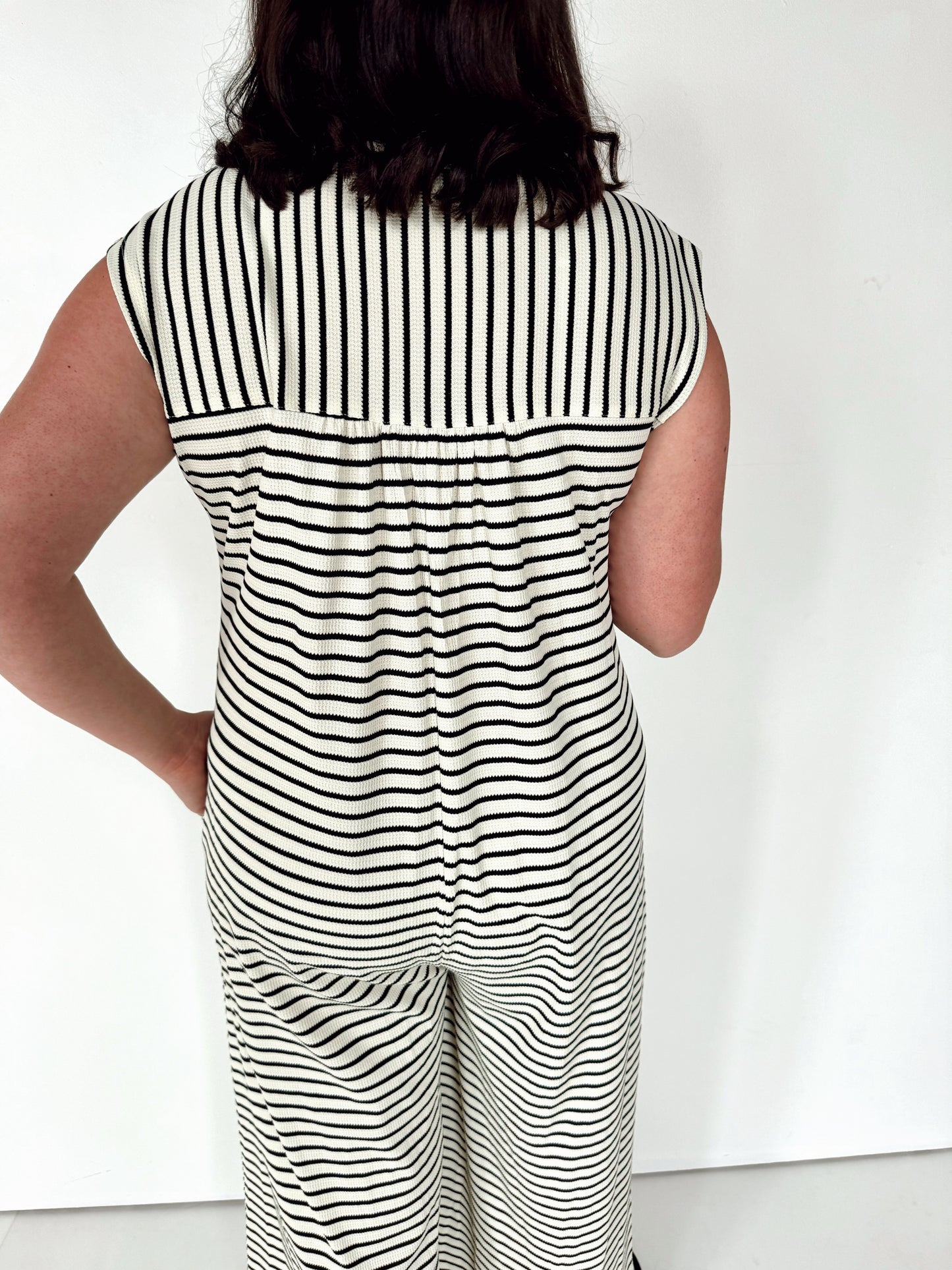 White & Black Wide Leg Jumpsuit