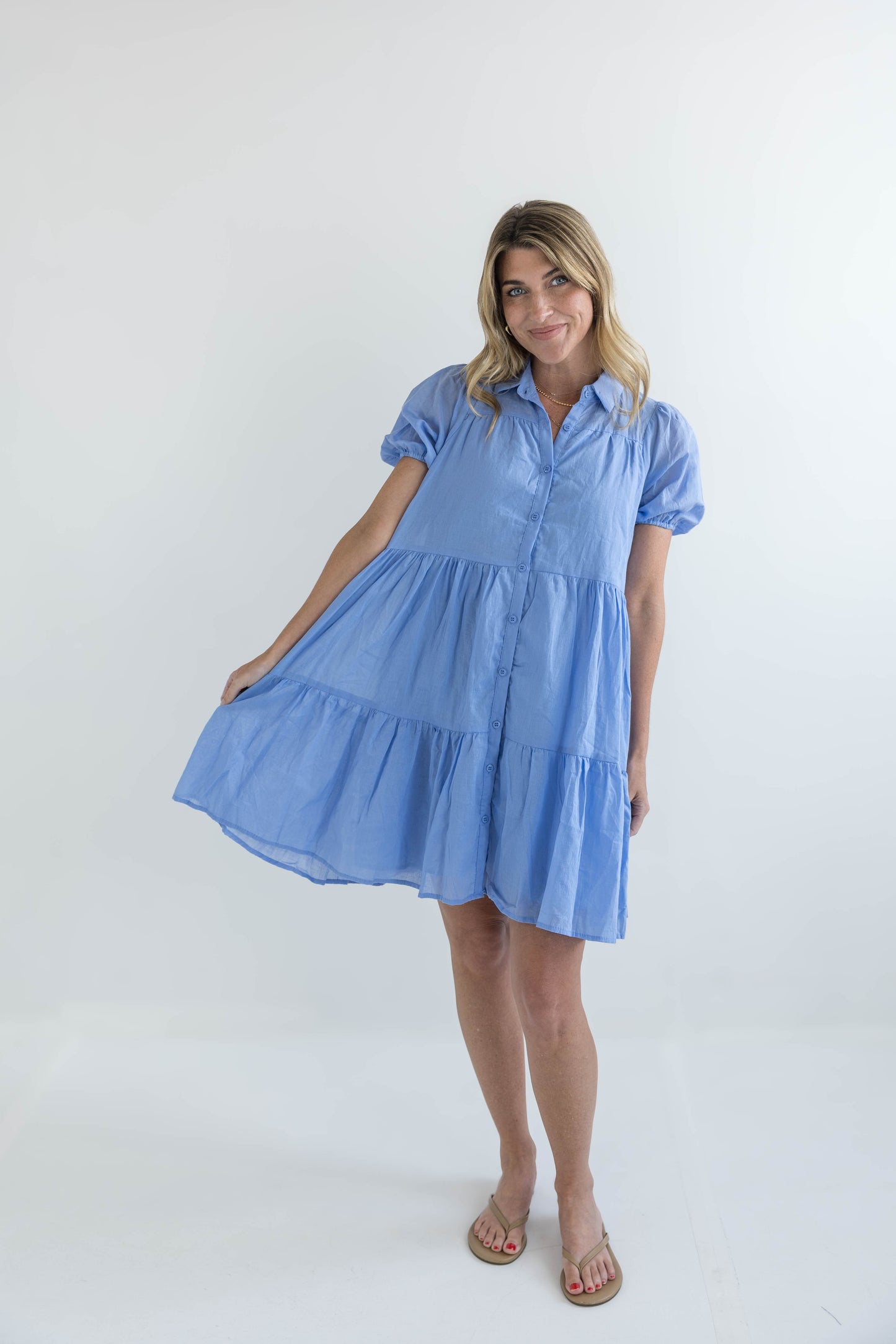 Blue Bell Puff Sleeve Dress