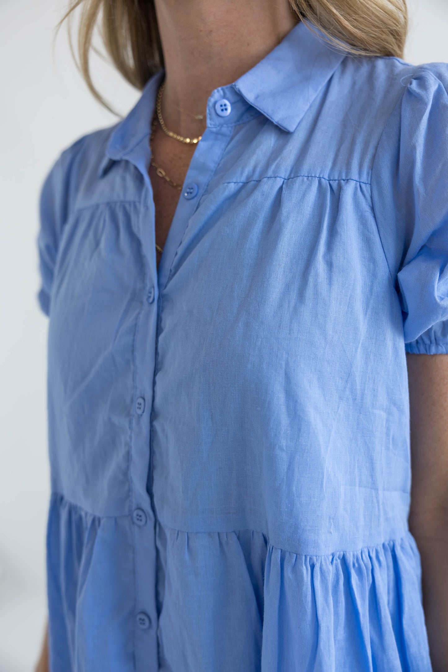Blue Bell Puff Sleeve Dress