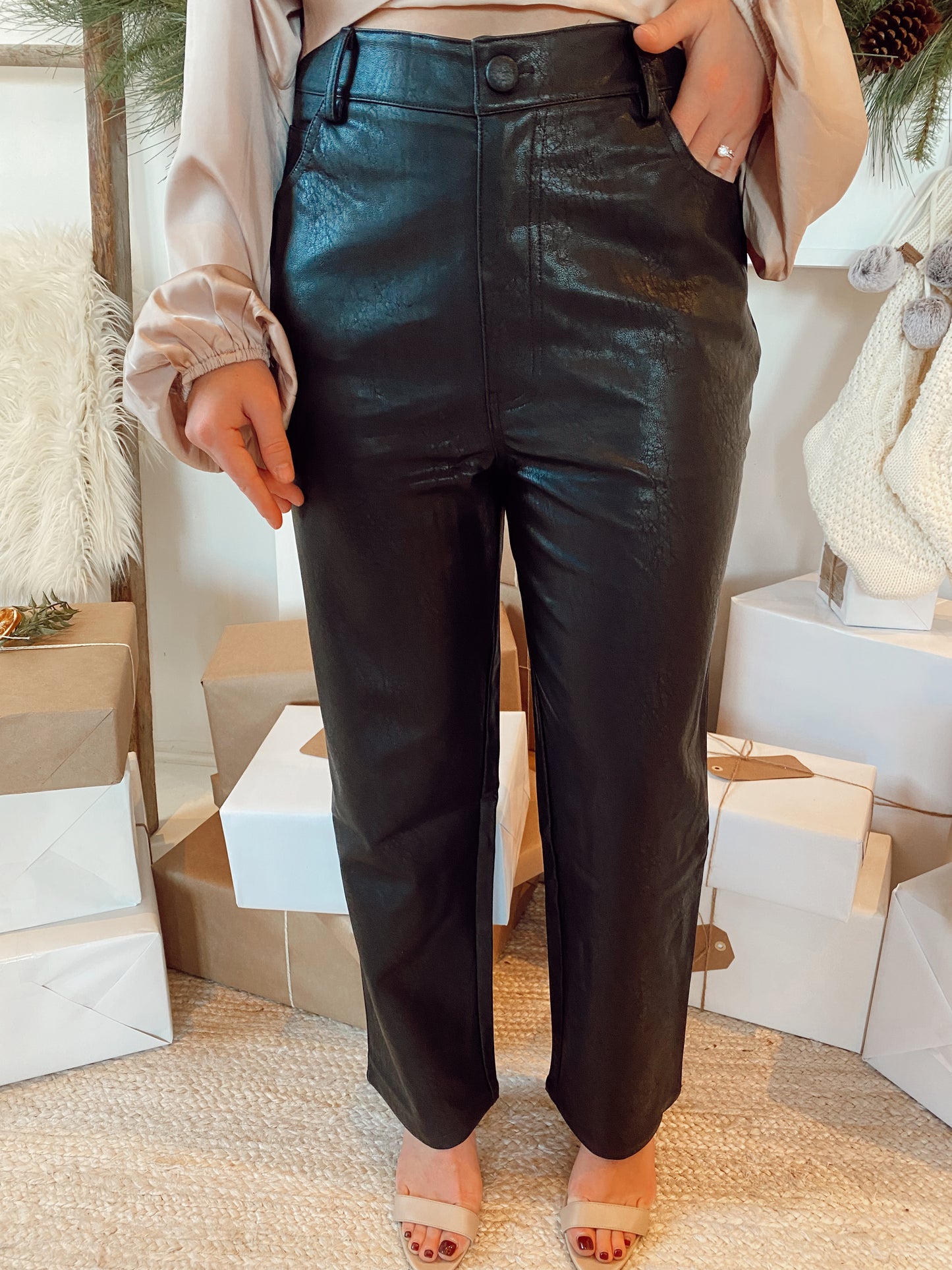 Leather Straight Leg Pants