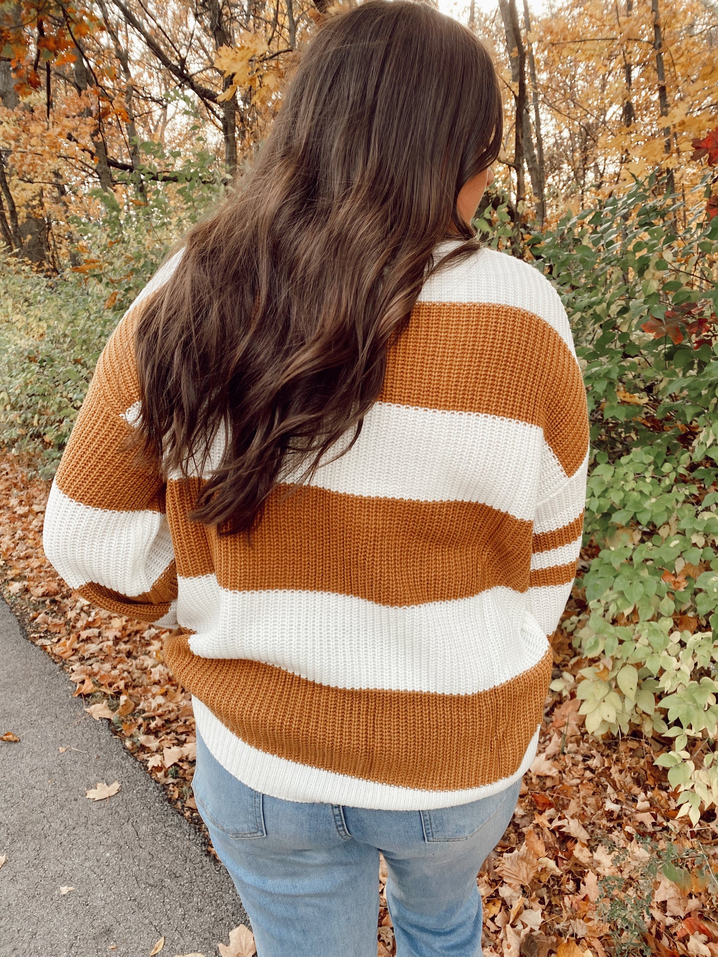 Brown + White Stripe Sweater