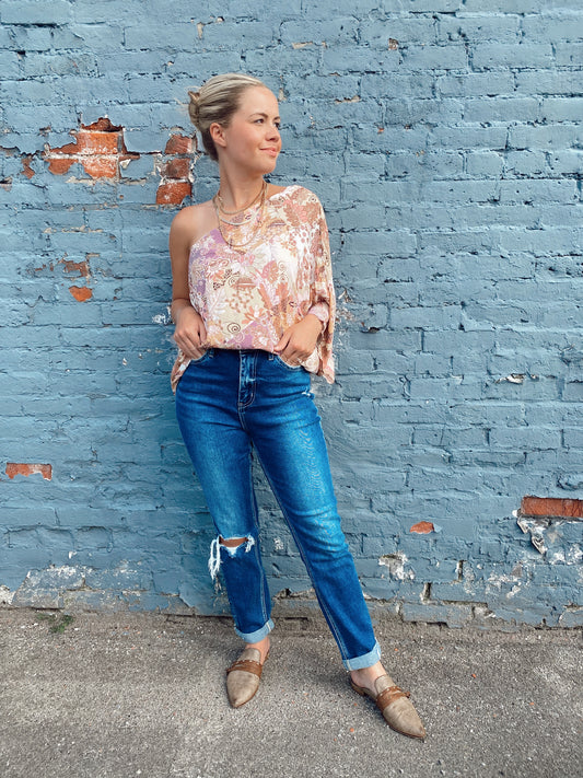 Multi Print One Shoulder Top
