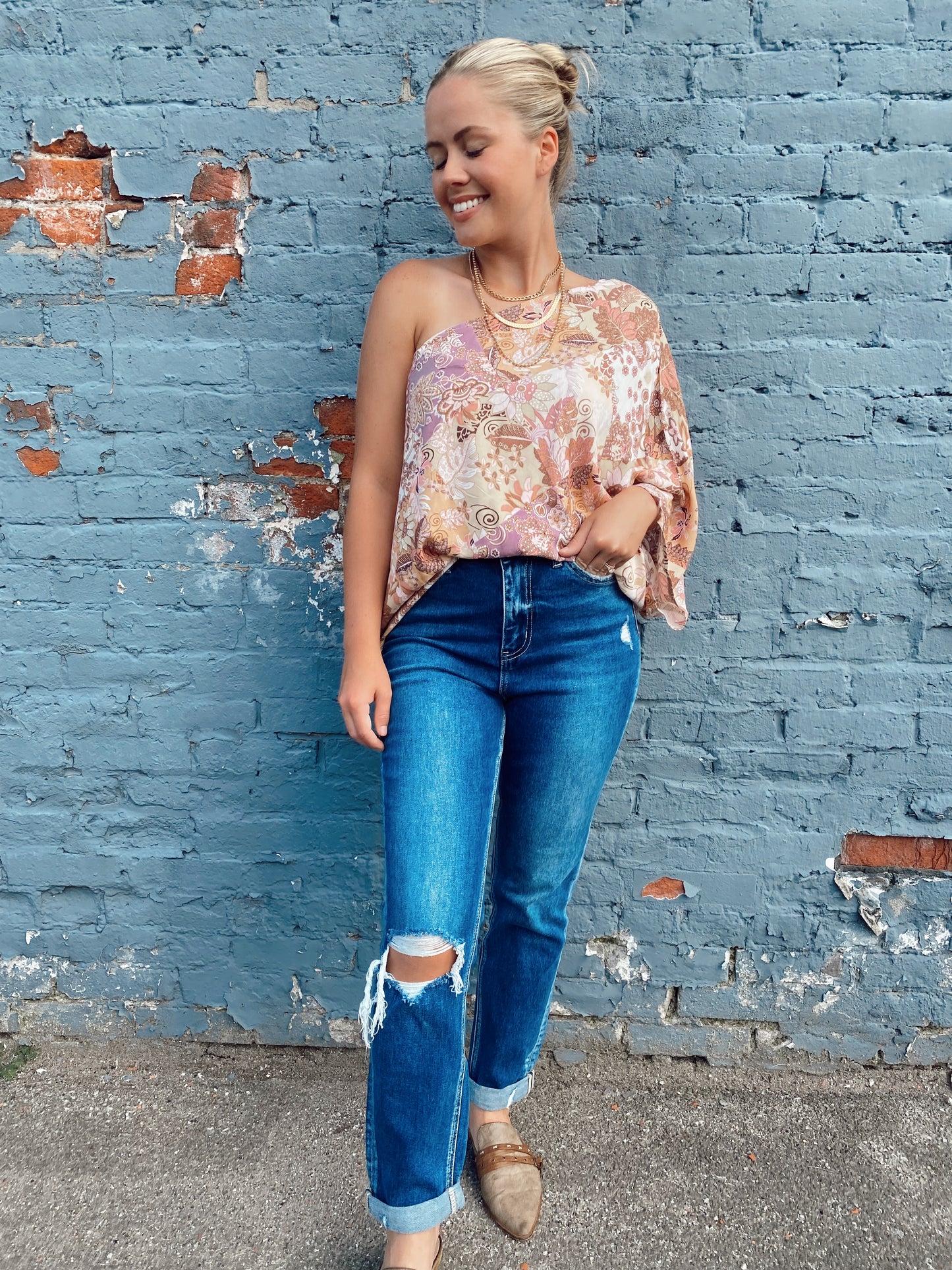 Multi Print One Shoulder Top