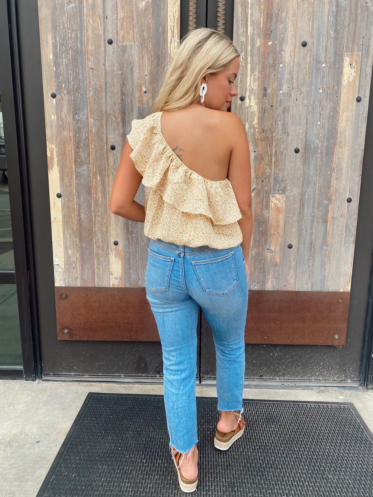 One Shoulder Mustard Bodysuit
