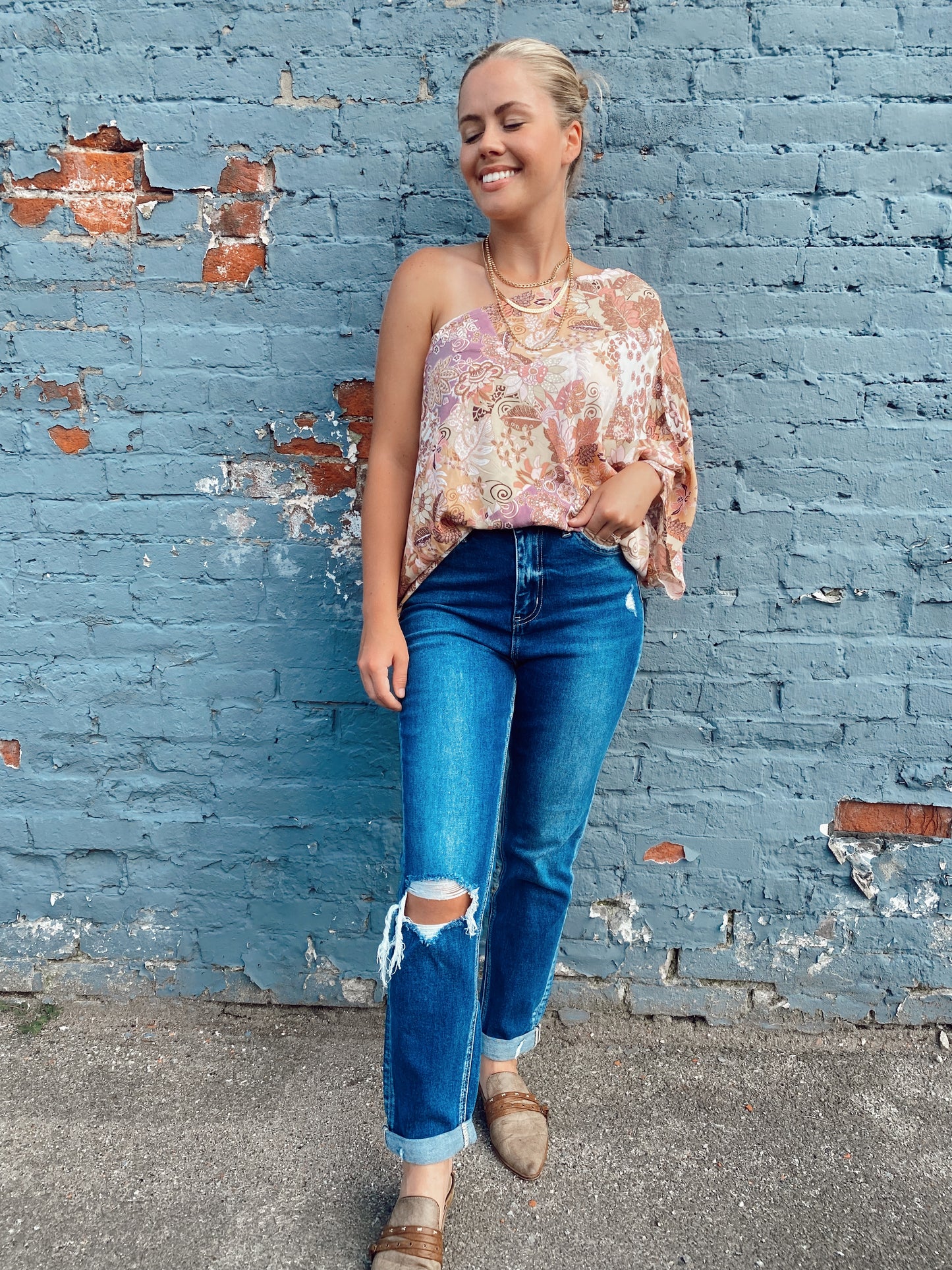 Multi Print One Shoulder Top