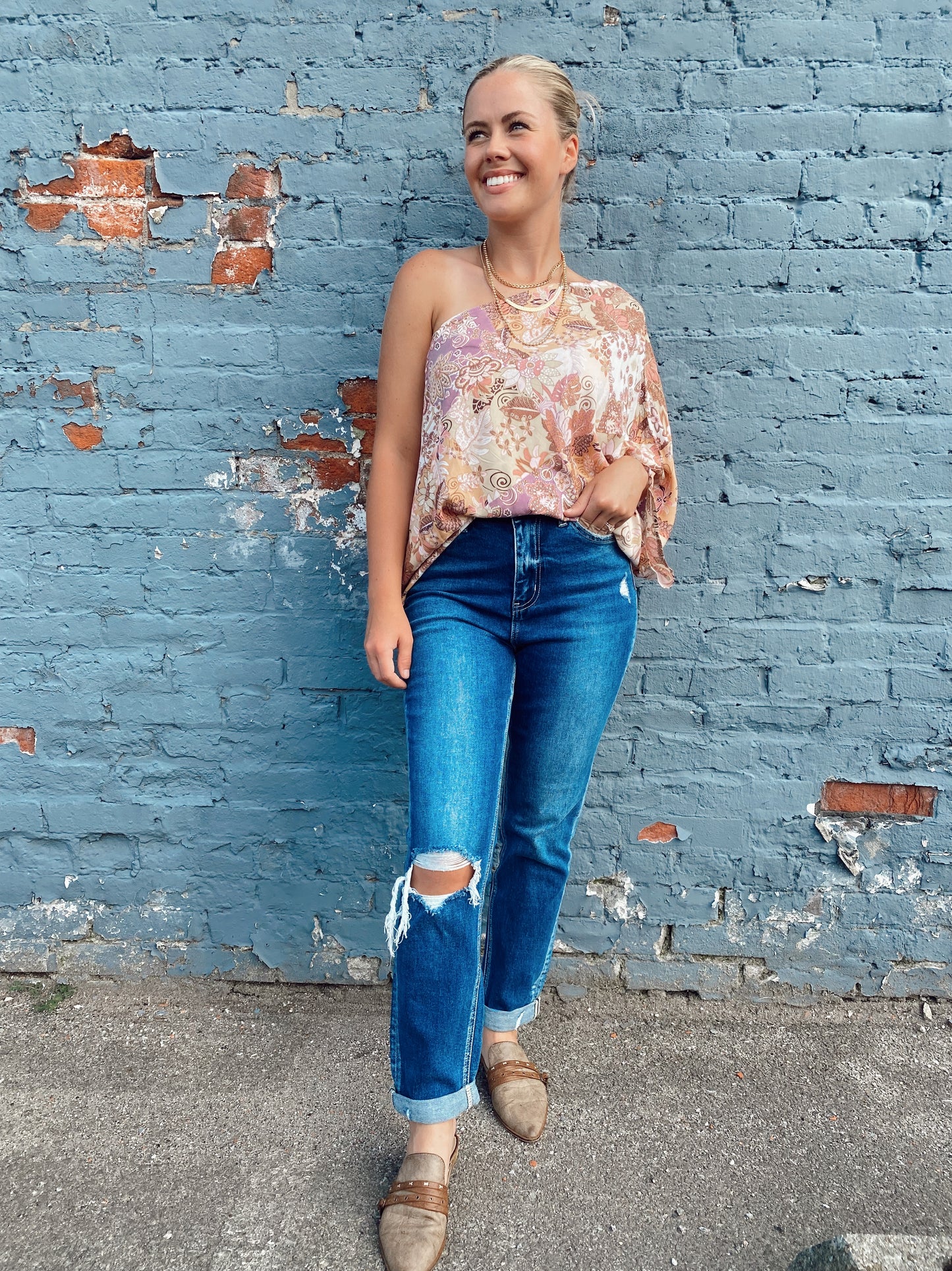Multi Print One Shoulder Top