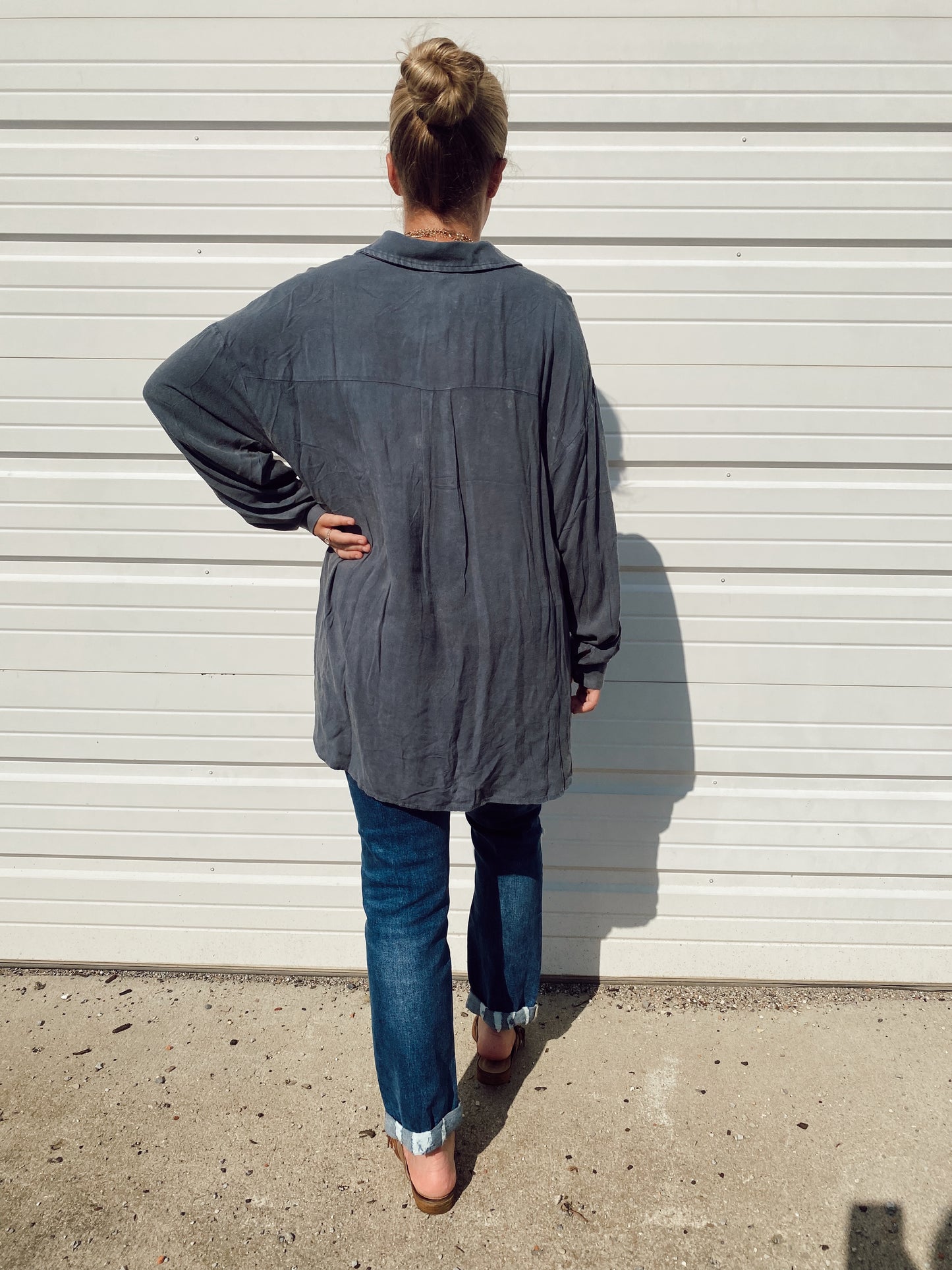 Washed Denim Button Down