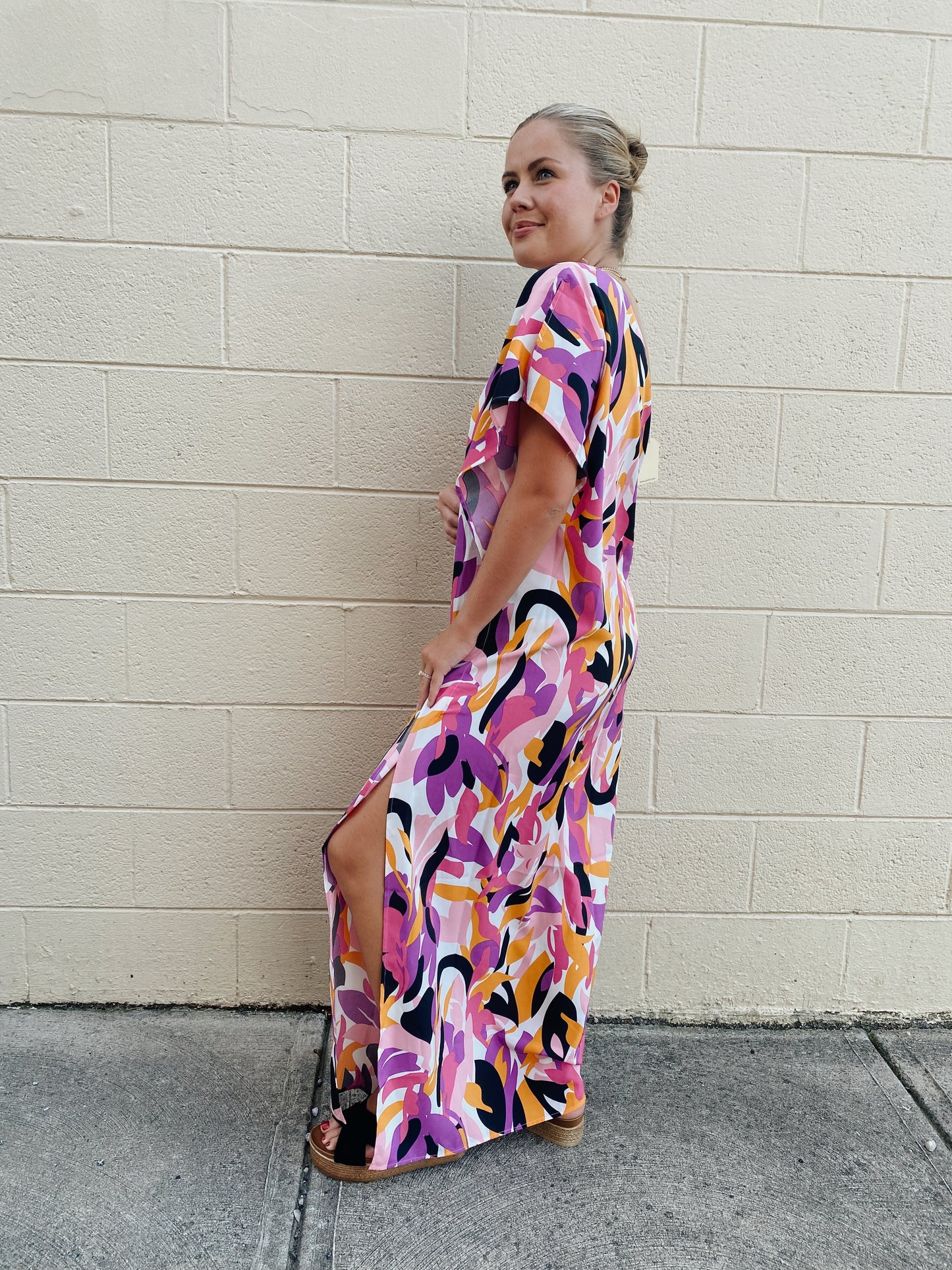 Print One Shoulder Maxi Dress