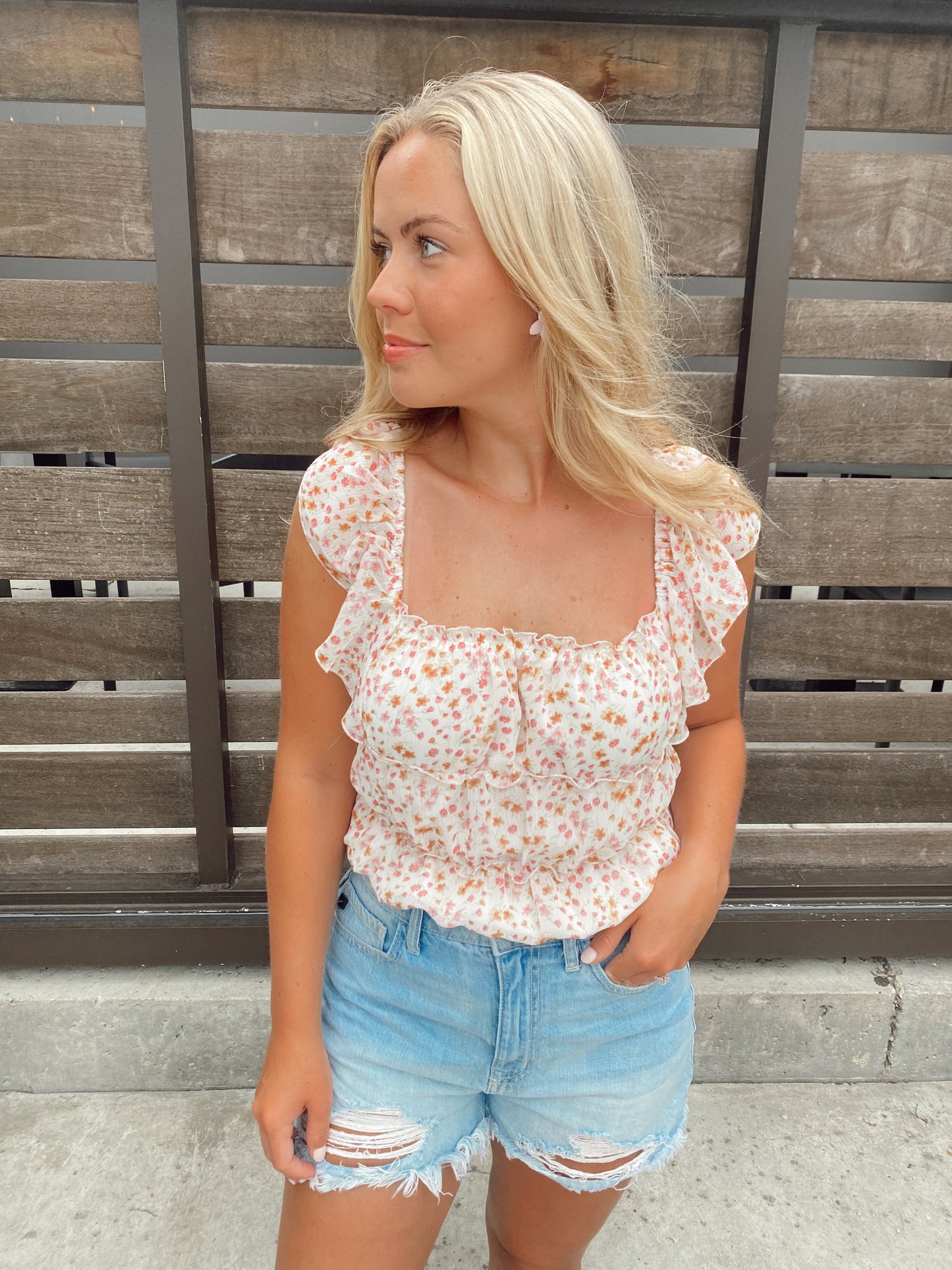 Cream Floral Print Bodysuit