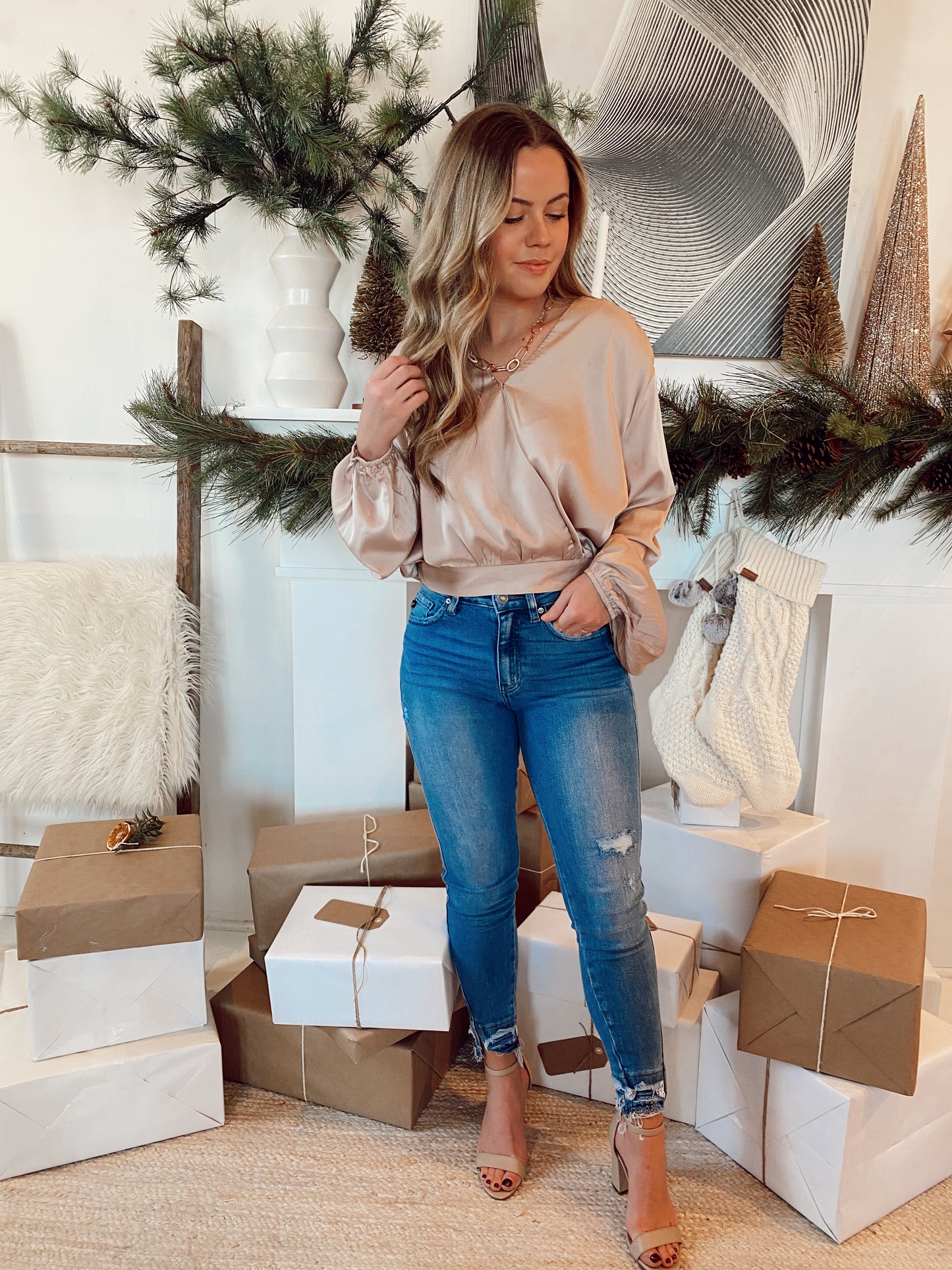 Champagne Surplice Top