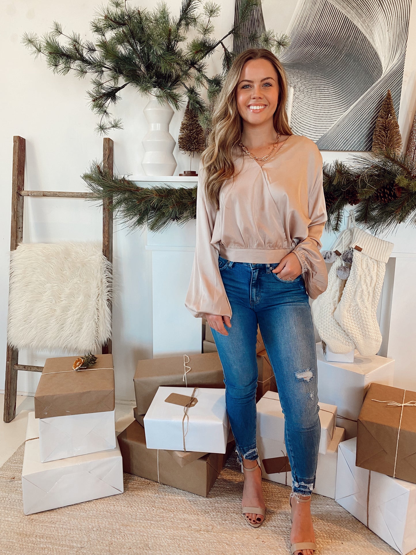 Champagne Surplice Top