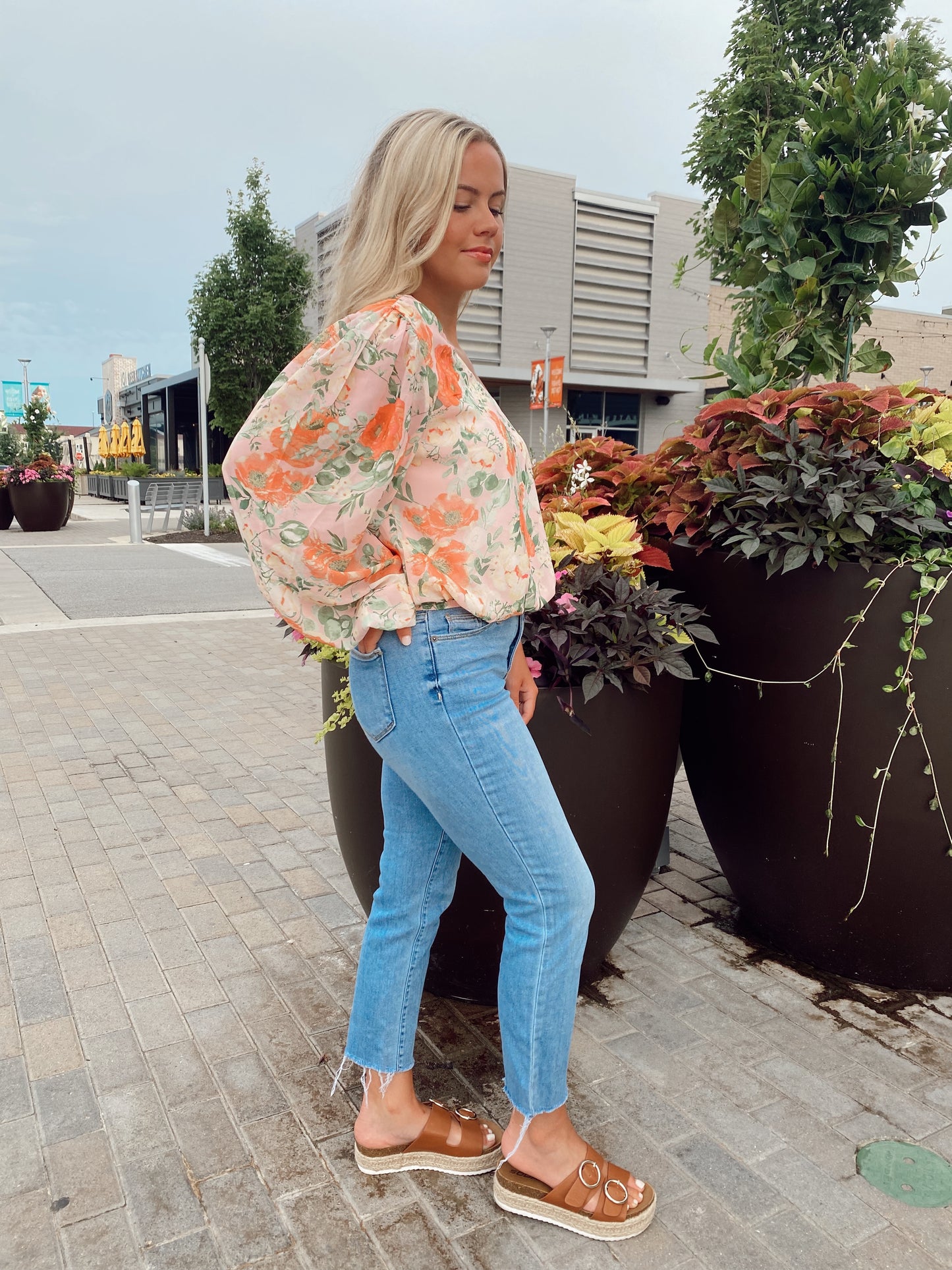 One Shoulder Floral Top