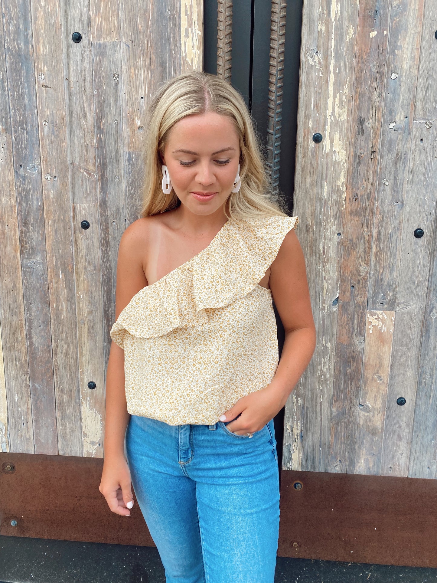One Shoulder Mustard Bodysuit
