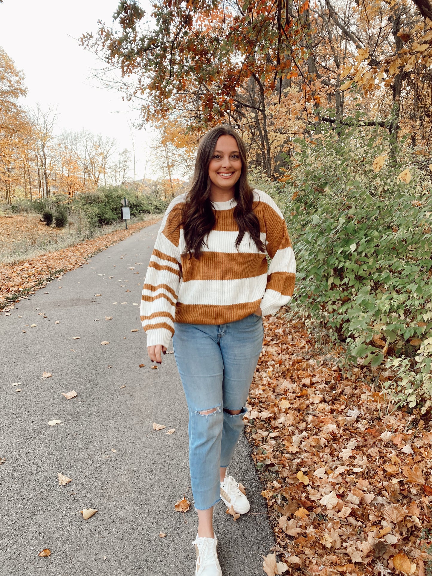 Brown + White Stripe Sweater