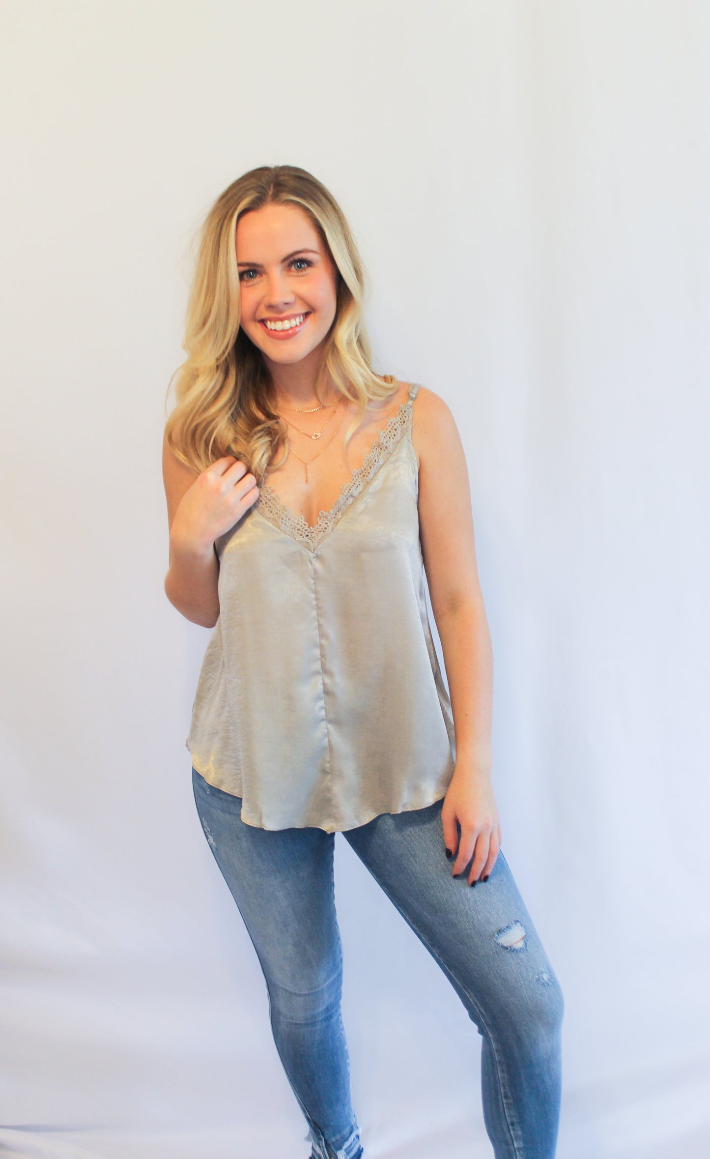 Light Grey Lace Tank