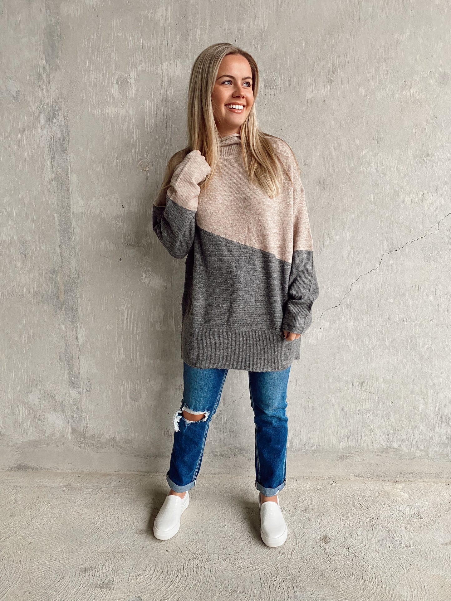 Grey Mock Neck Sweater