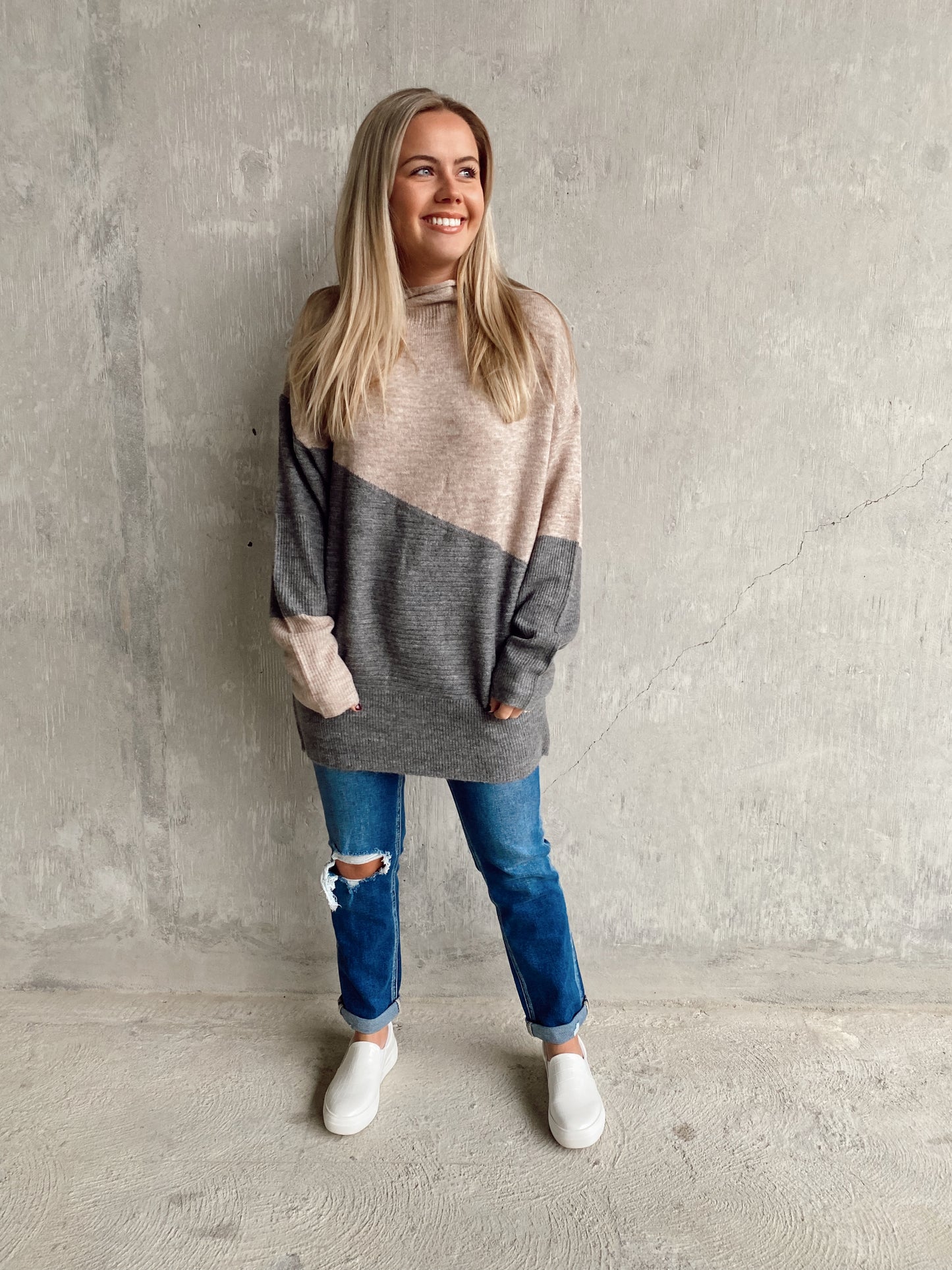 Grey Mock Neck Sweater