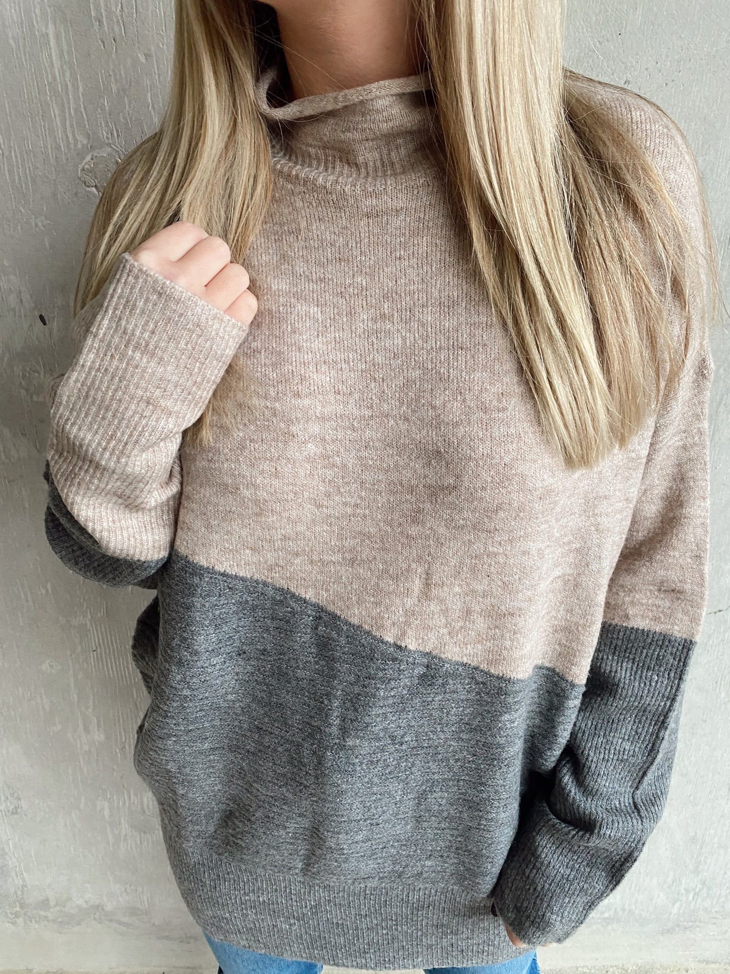 Grey Mock Neck Sweater