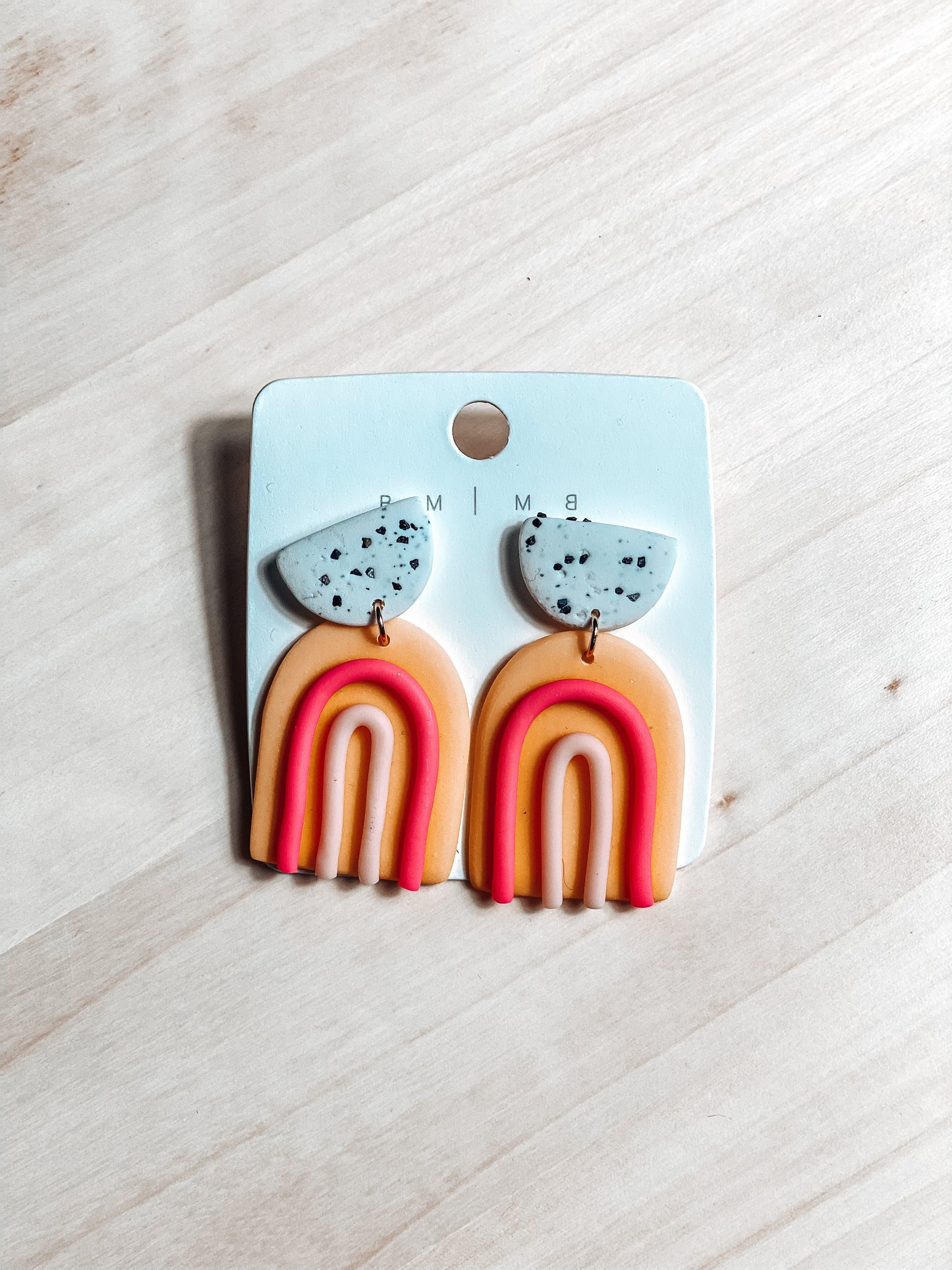 Yellow Rainbow Clay Earrings