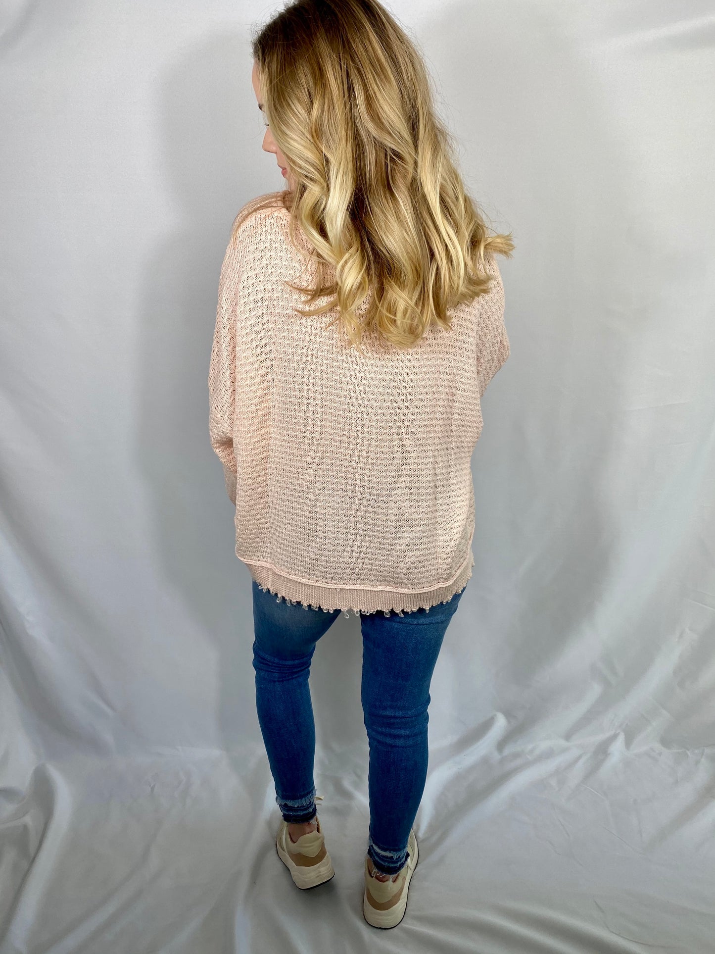 Blush Frayed Sweater
