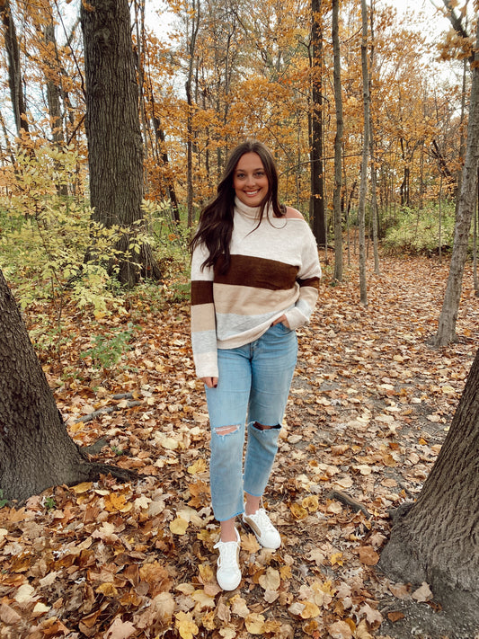 Cold Shoulder Turtleneck Sweater