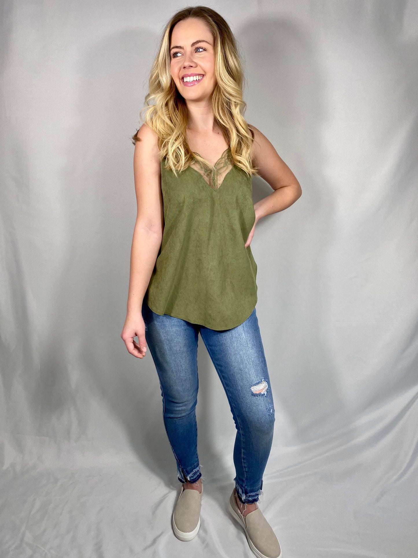 Olive V-Neck Tank