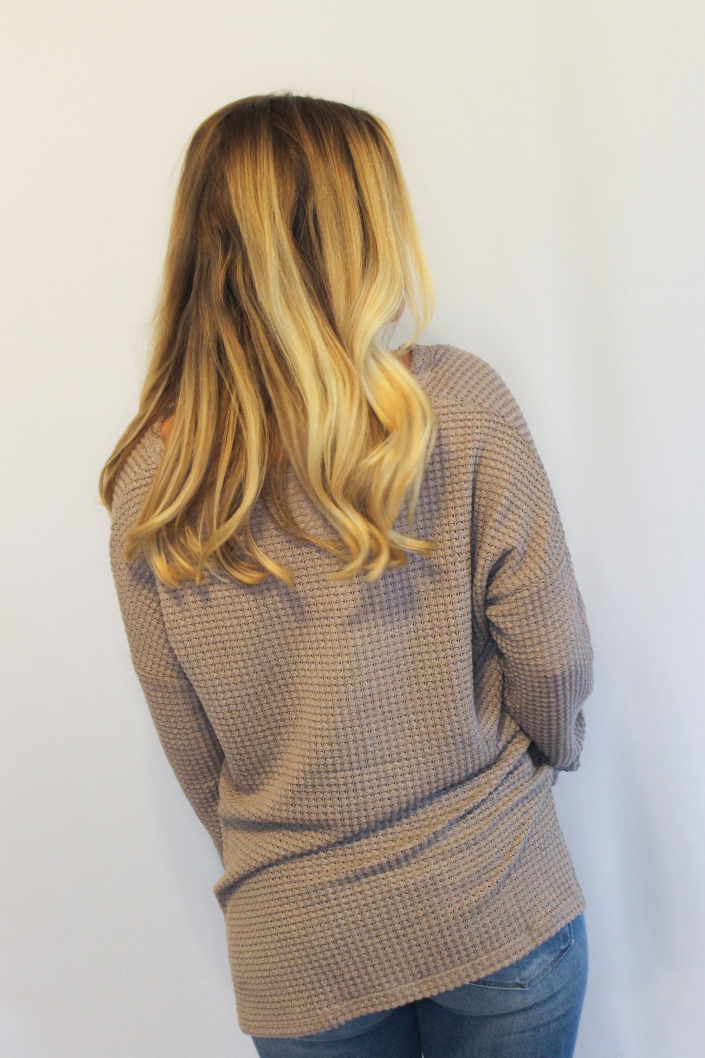 Waffle Knit Pocket Top