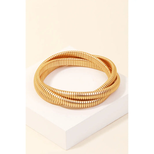 3 Piece Elastic Metallic Bracelet Set