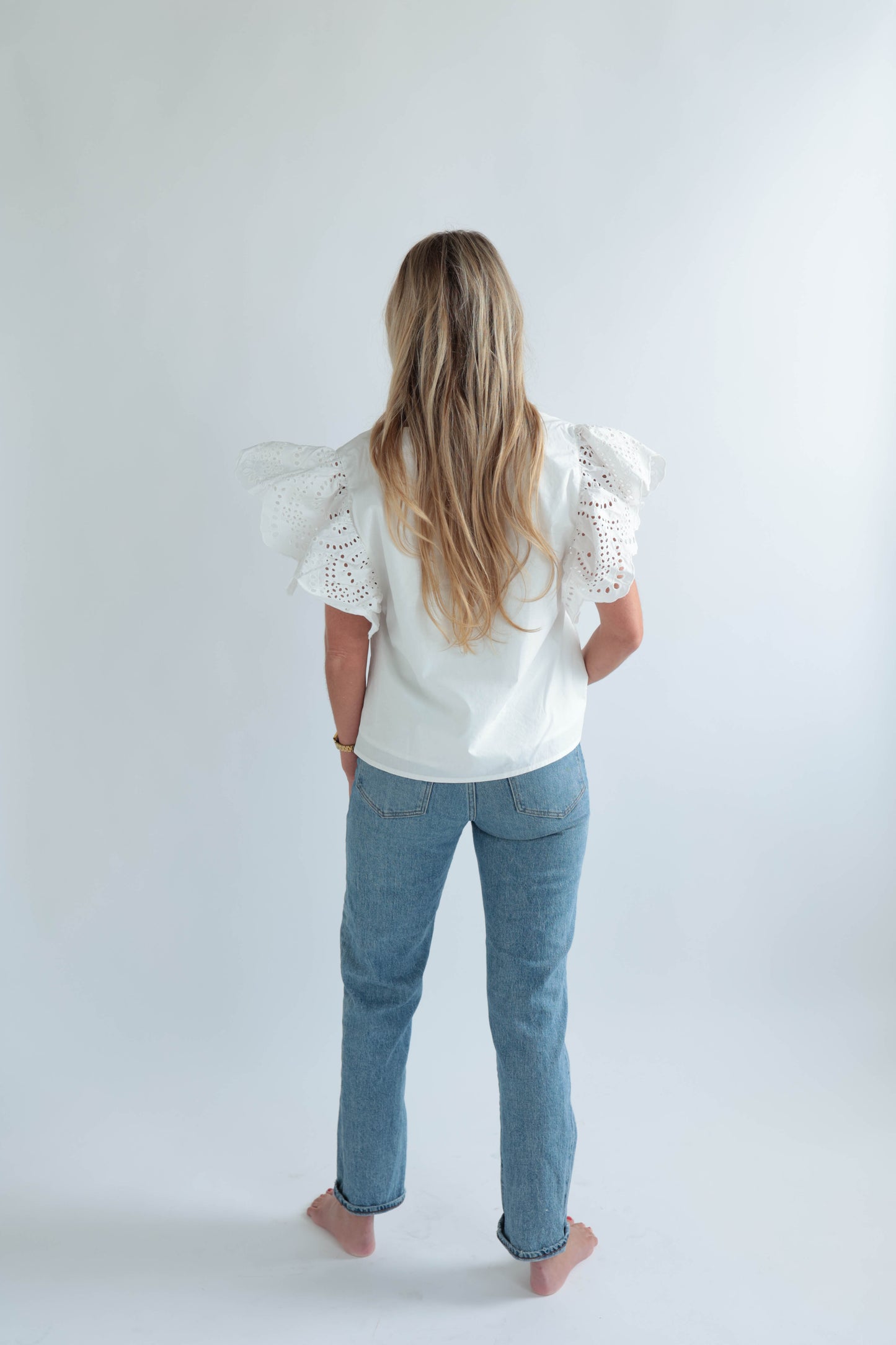 Ivory Eyelet Ruffle Top