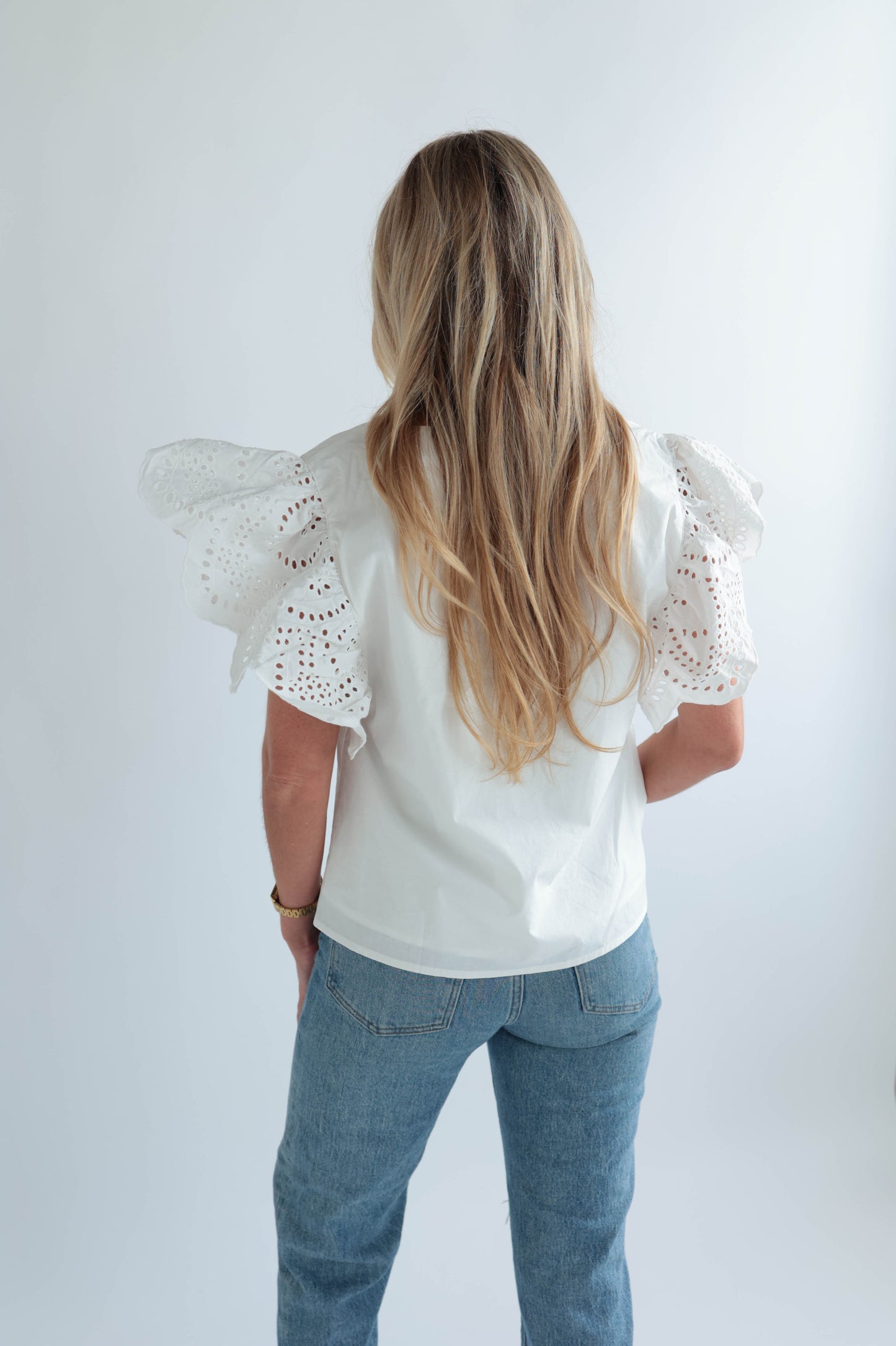 Ivory Eyelet Ruffle Top