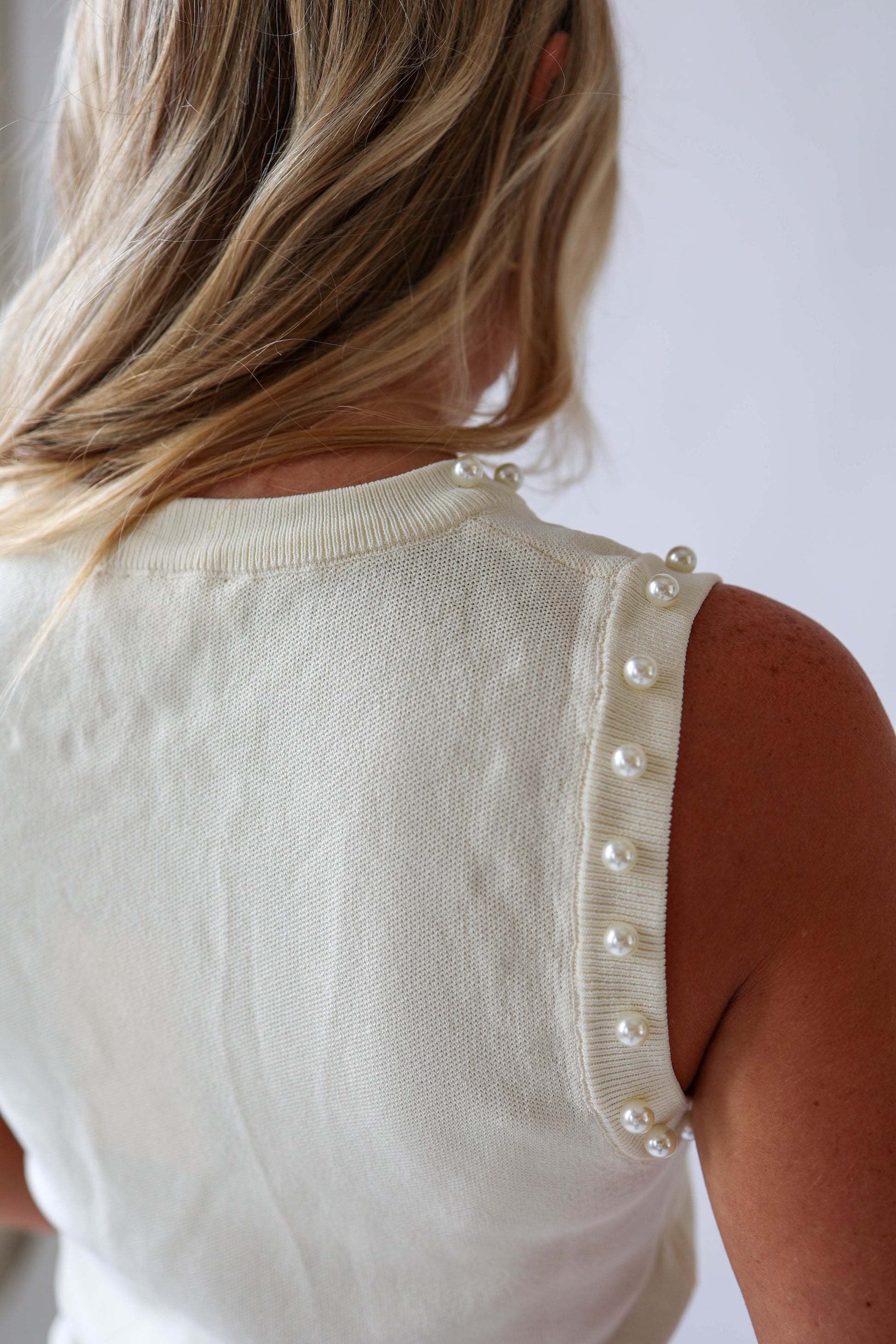 Dainty Pearl Nude Tank Top