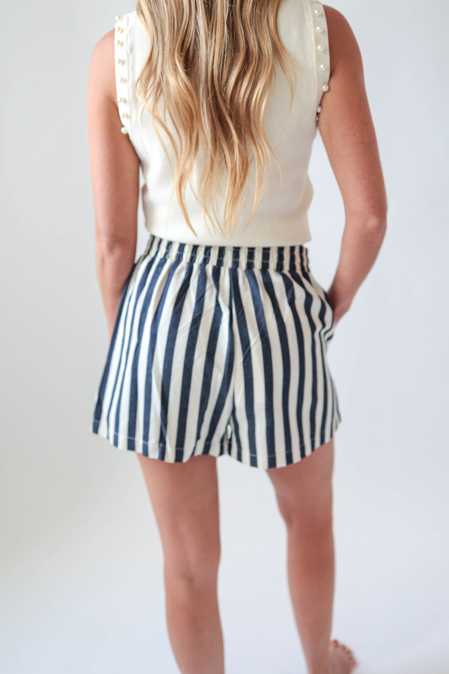 Stripe Twill Denim Shorts