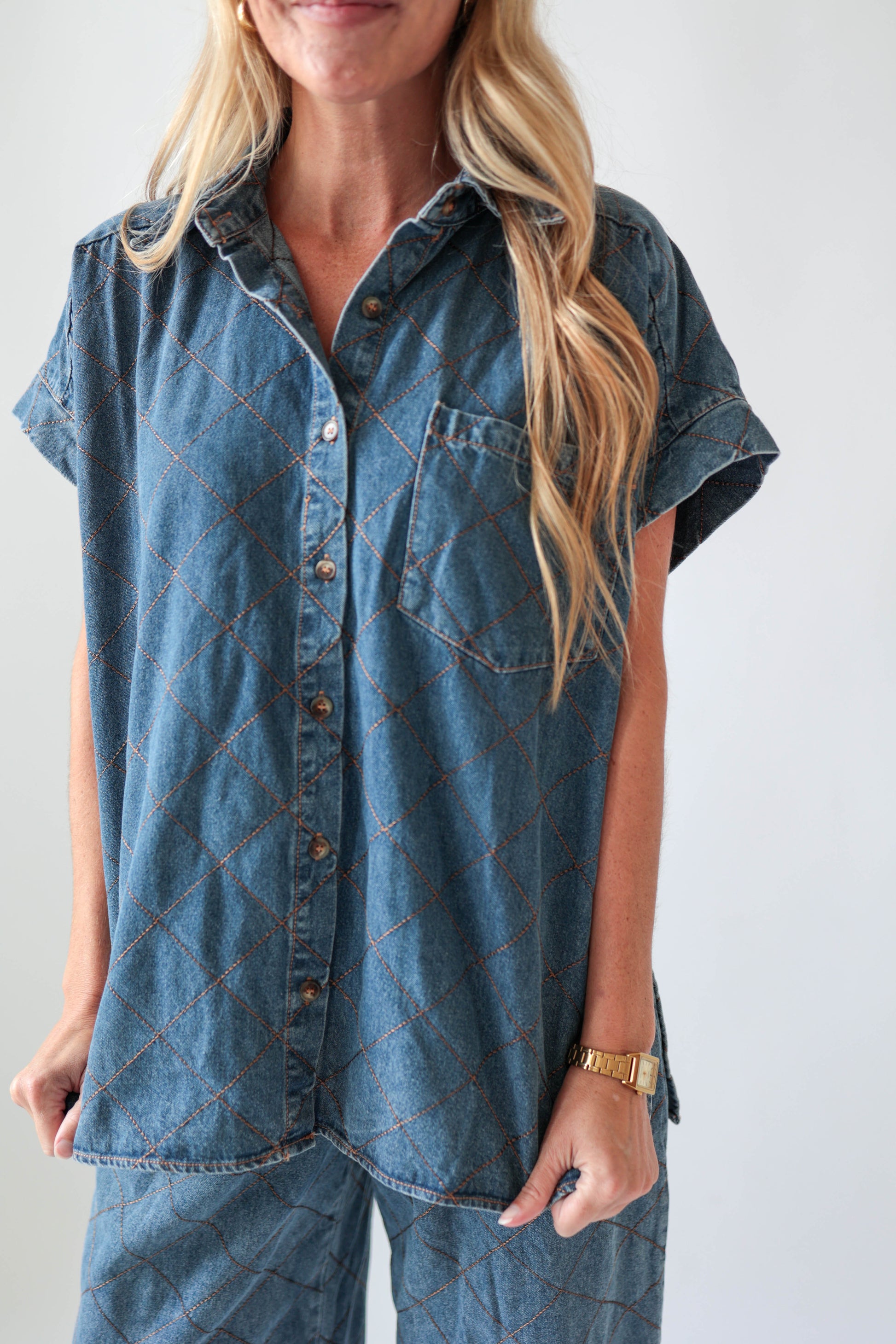 Denim Button Down Top