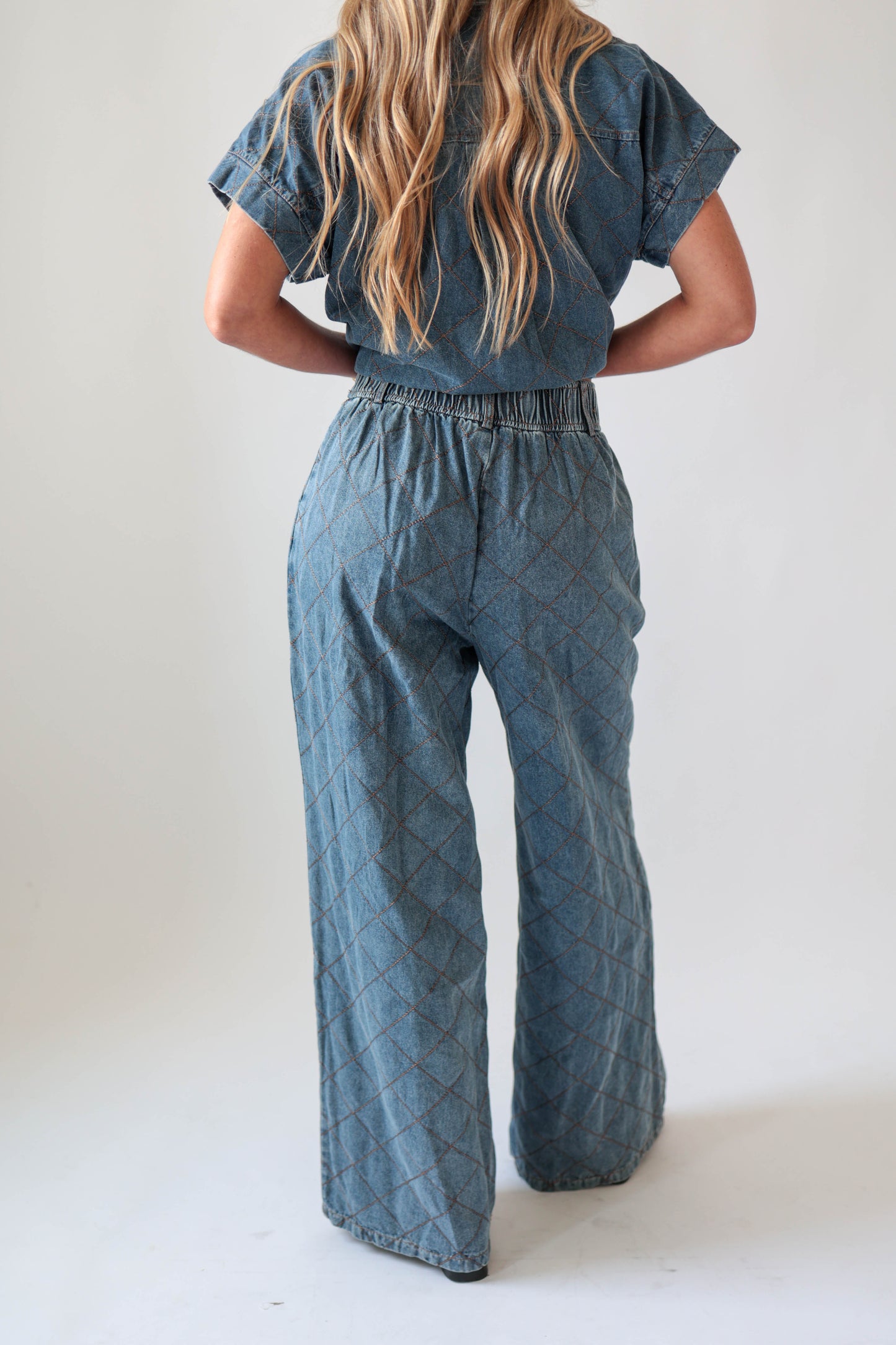 High Waisted Denim Wide Leg Pants