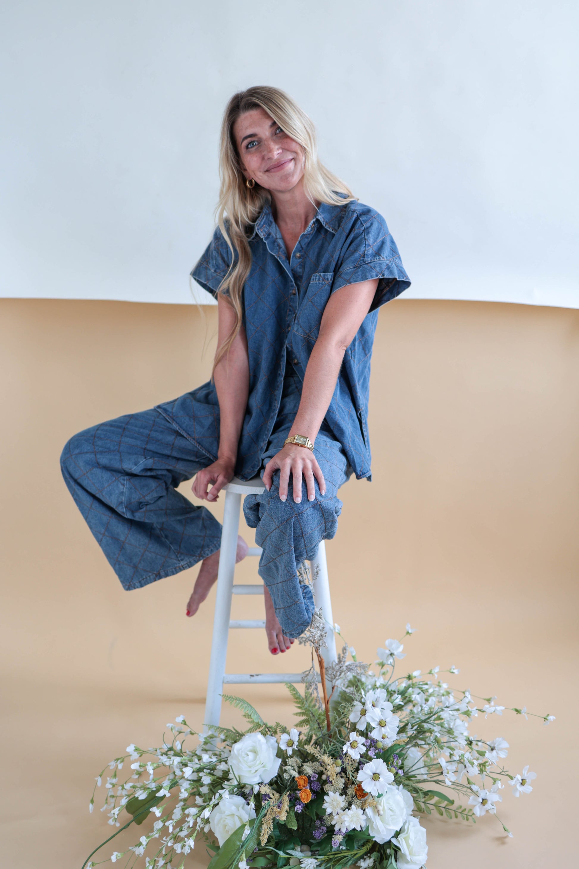 Denim Button Down Top