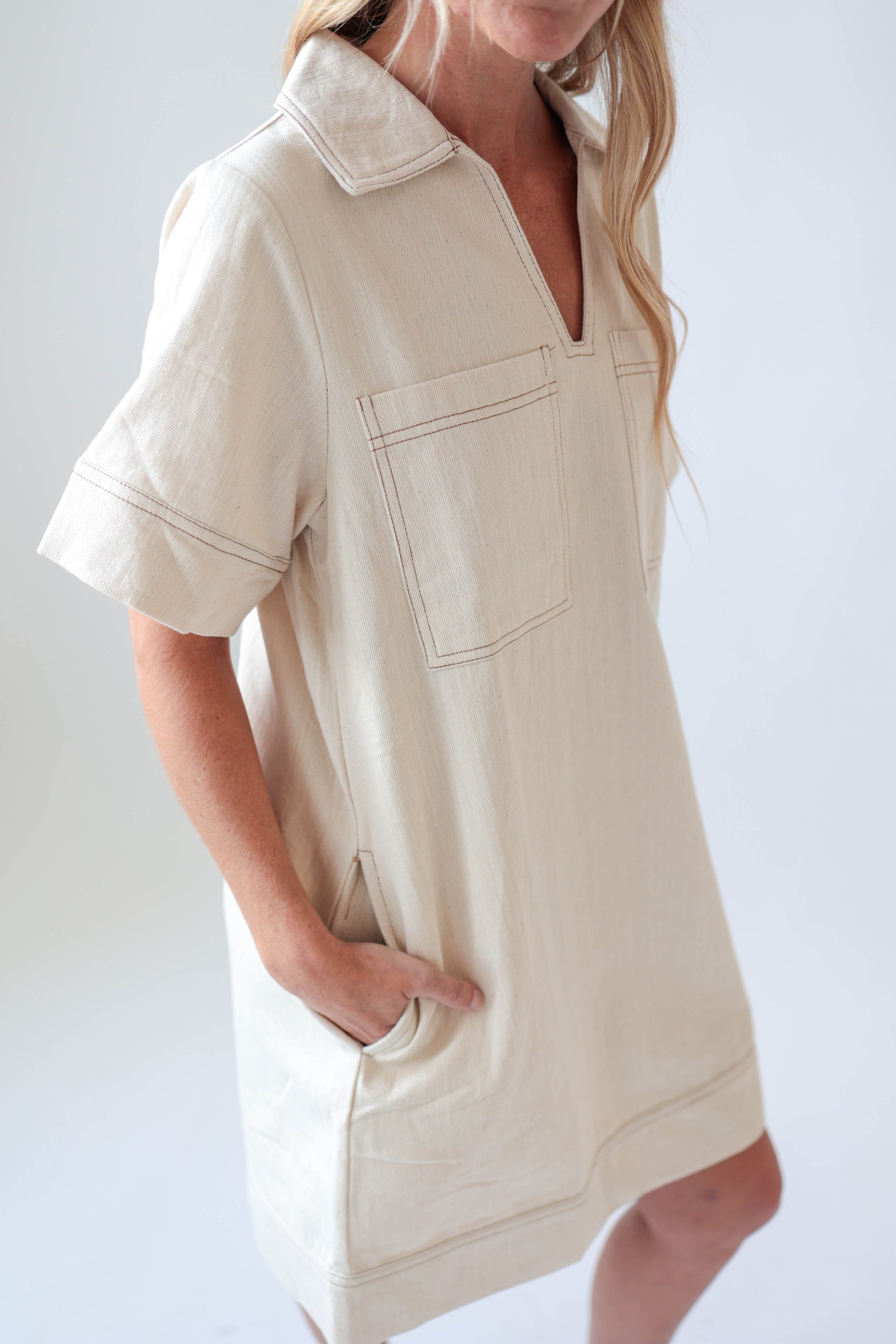 Cream Denim Nashville Dress