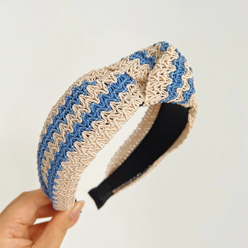 Woven Straw Wide Knot Headband