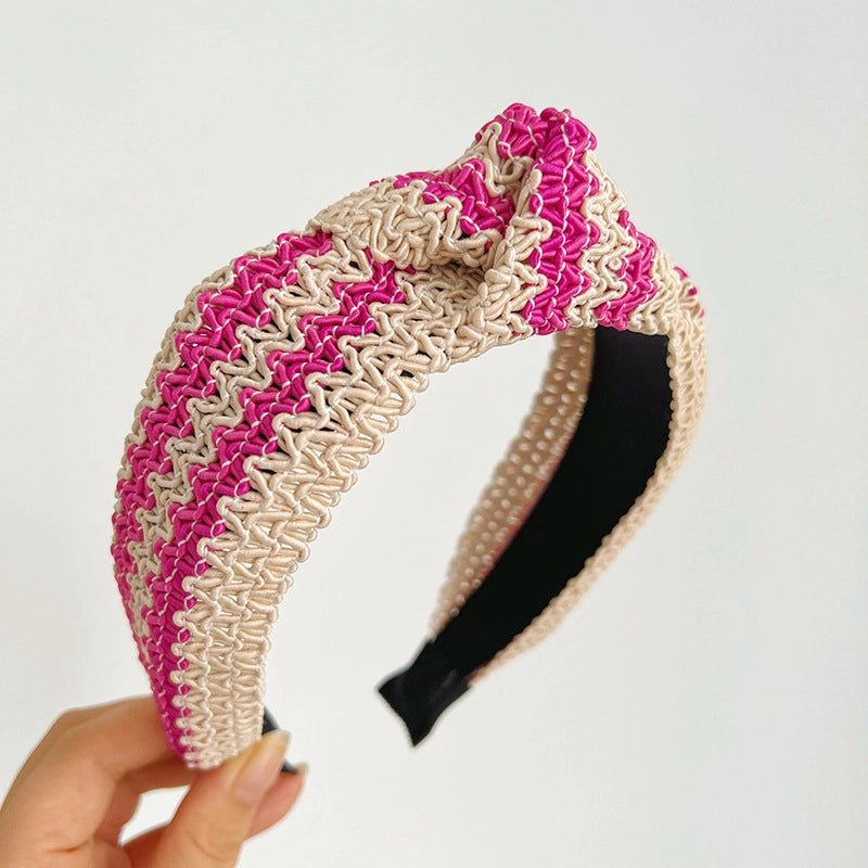 Woven Straw Wide Knot Headband