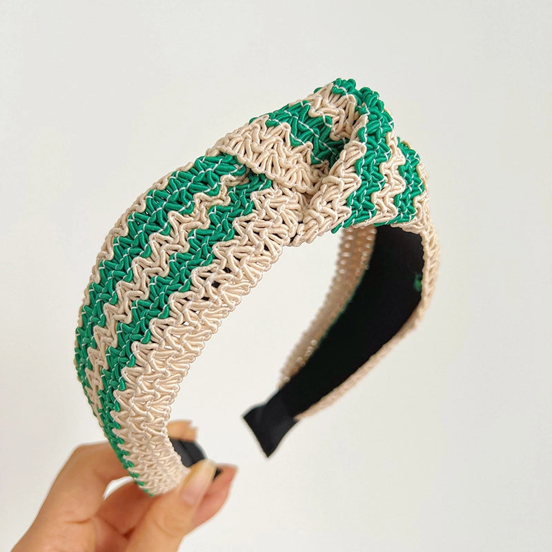 Woven Straw Wide Knot Headband