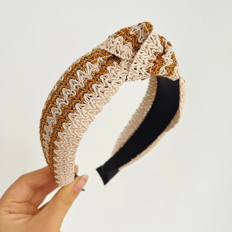 Woven Straw Wide Knot Headband