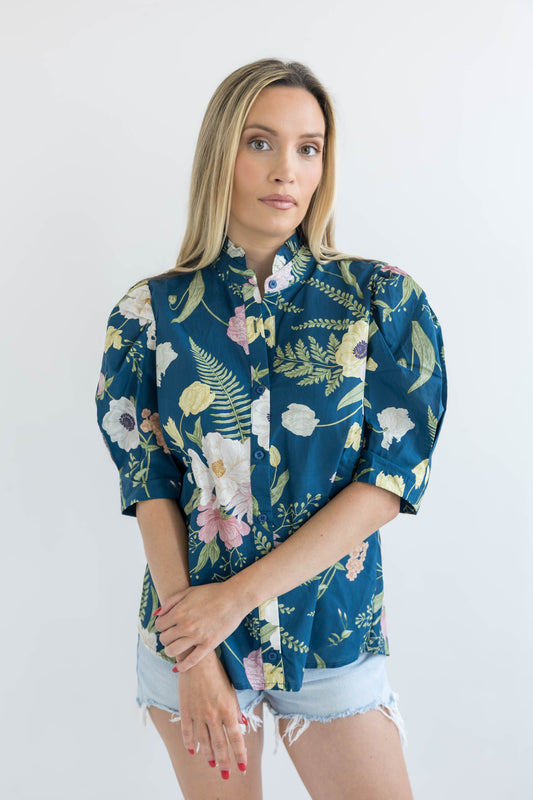 Nova Bloom Blouse -Teal